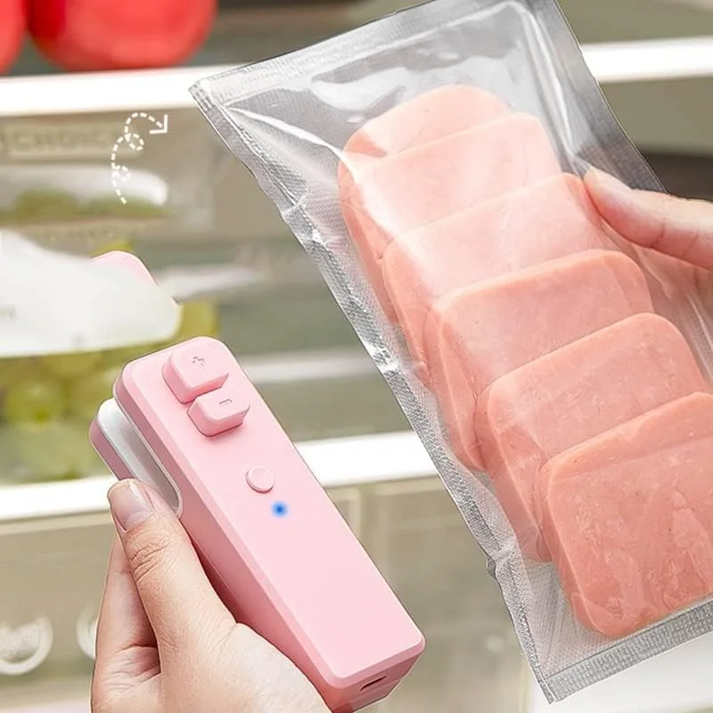 دستگاه کوچک پلمپ کیسه، دستگاه پلمپ حرارتی قابل حمل، دستگاه پلمپ 2 در 1 برای پلمپ مواد غذایی و کیسه های پلاستیکی، کیسه های تنقلات