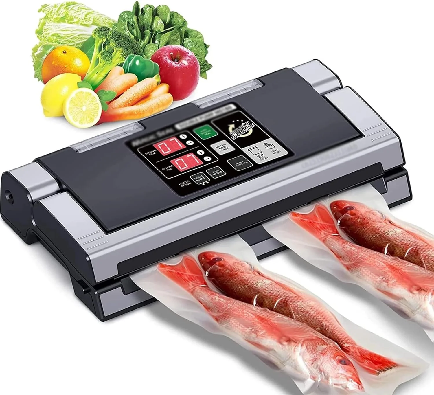 دستگاه وکیوم بسته بندی مواد غذایی SJHDKLW، دستگاه پمپ دوگانه و نازل، حالت اتوماتیک/دستی، با عملکرد باد کردن هوا، میله آب بندی 40 سانتی متری، دستگاه بسته بندی مواد غذایی خشک و مرطوب، برای نگهداری مواد غذایی دستگاه وکیوم بسته بندی مواد غذایی SJHDKLW، دستگاه پمپ دوگانه و نازل، حالت اتوماتیک/دستی، با عملکرد باد کردن هوا، میله آب بندی 40 سانتی متری، دستگاه بسته بندی مواد غذایی خشک و مرطوب، برای نگهداری مواد غذایی