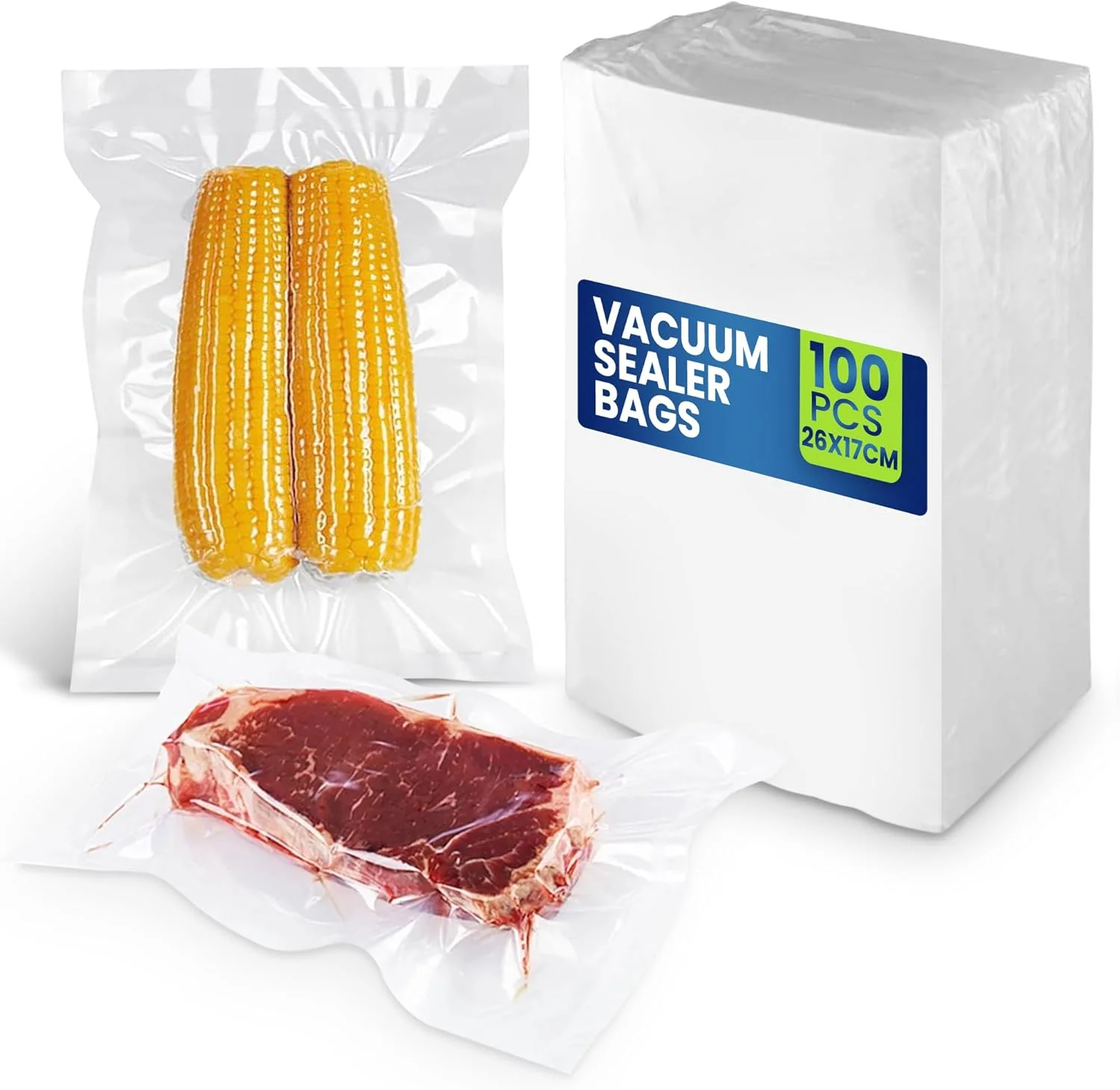 بسته 100 عددی کیسه های بسته بندی وکیوم SNH | کیسه های از پیش برش خورده 26x17 سانتی متر بدون BPA | مناسب برای فریزر، مایکروویو و پخت سو وید | کیسه های وکیوم برای نگهداری مواد غذایی بسته 100 عددی کیسه های بسته بندی وکیوم SNH | کیسه های از پیش برش خورده 26x17 سانتی متر بدون BPA | مناسب برای فریزر، مایکروویو و پخت سو وید | کیسه های وکیوم برای نگهداری مواد غذایی