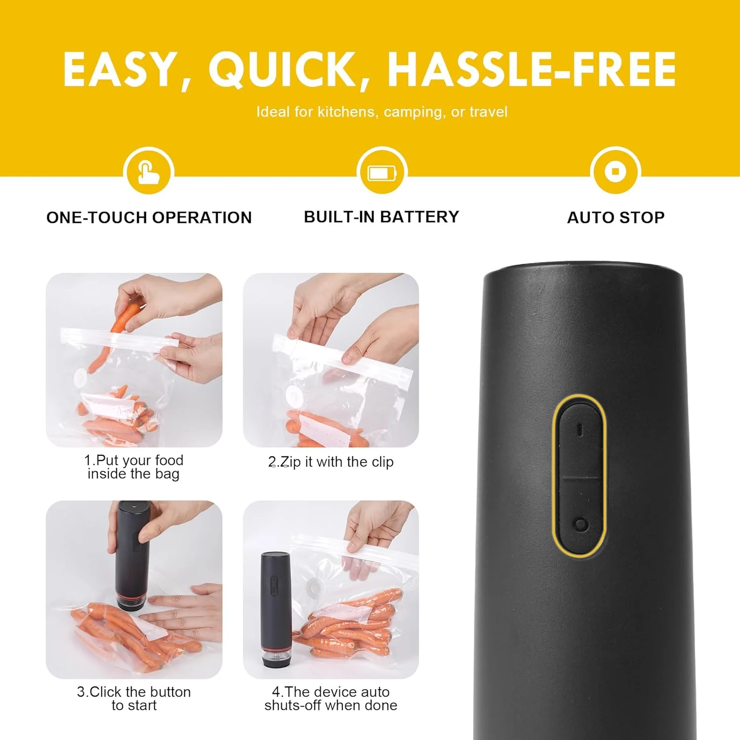 دستگاه وکیوم دستی برای مواد غذایی، عملکرد تک لمسی، دستگاه وکیوم قابل حمل غذا با ظرف شیشه ای وکیوم، کیسه های وکیوم قابل استفاده مجدد، درپوش های وکیوم بطری شراب برای نگهداری و ذخیره سازی دستگاه وکیوم دستی برای مواد غذایی، عملکرد تک لمسی، دستگاه وکیوم قابل حمل غذا با ظرف شیشه ای وکیوم، کیسه های وکیوم قابل استفاده مجدد، درپوش های وکیوم بطری شراب برای نگهداری و ذخیره سازی