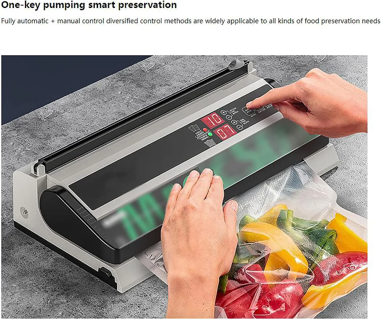 دستگاه وکیوم سیلر تجاری SJHDKLW، دستگاه بسته بندی مواد غذایی اتوماتیک تک لمسی، با عملکرد دمنده هوا و برش، میله آب بندی 40 سانتی متری، بسته بندی مواد غذایی خشک و مرطوب برای انواع کیسه های نگهدارنده مواد غذایی دستگاه وکیوم سیلر تجاری SJHDKLW، دستگاه بسته بندی مواد غذایی اتوماتیک تک لمسی، با عملکرد دمنده هوا و برش، میله آب بندی 40 سانتی متری، بسته بندی مواد غذایی خشک و مرطوب برای انواع کیسه های نگهدارنده مواد غذایی