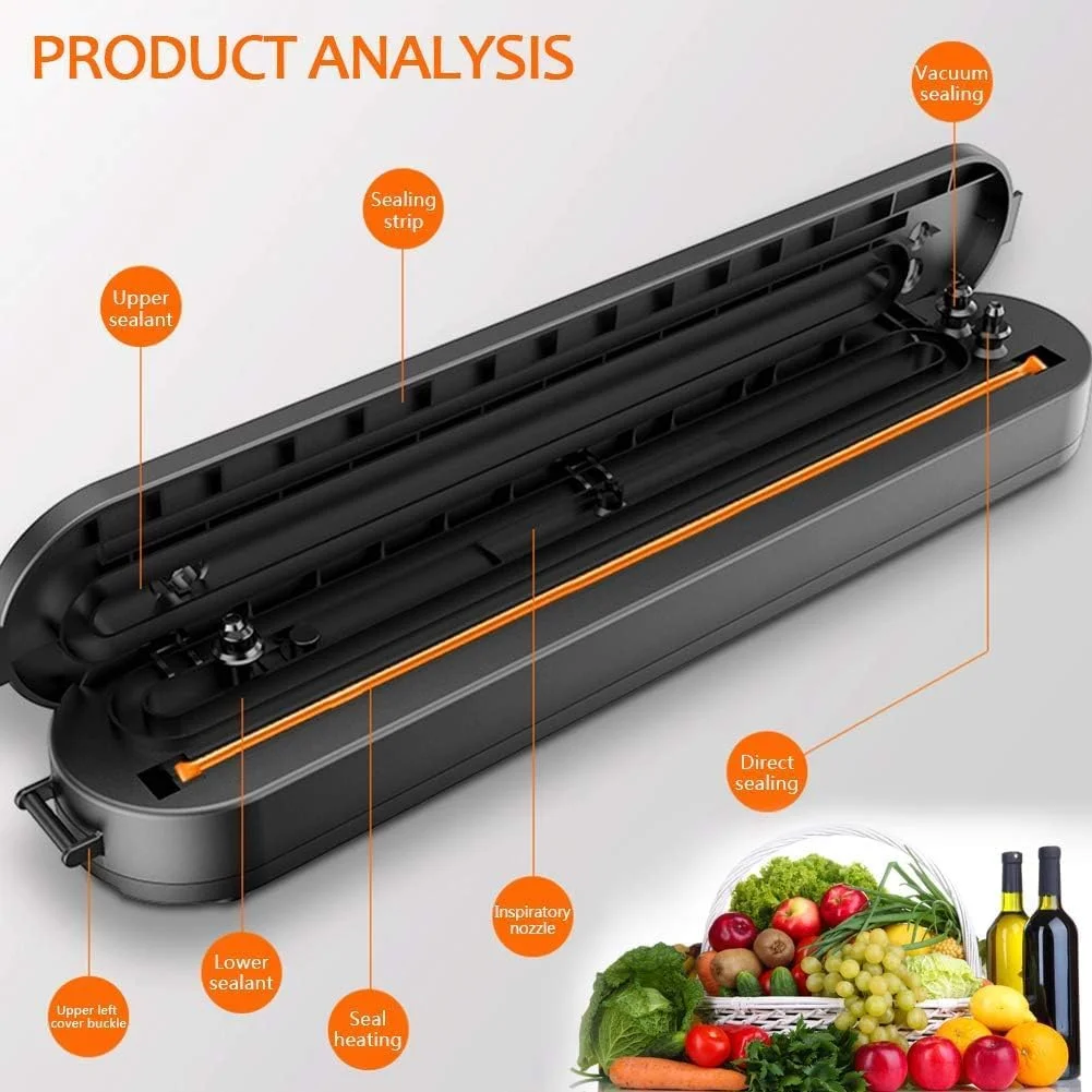 دستگاه وکیوم سیلر SmartGrist، سیستم پلمپ هوای اتوماتیک و جمع و جور برای نگهداری و حفظ مواد غذایی (همراه با 15 کیسه پلمپ شده) دستگاه وکیوم سیلر SmartGrist، سیستم پلمپ هوای اتوماتیک و جمع و جور برای نگهداری و حفظ مواد غذایی (همراه با 15 کیسه پلمپ شده)