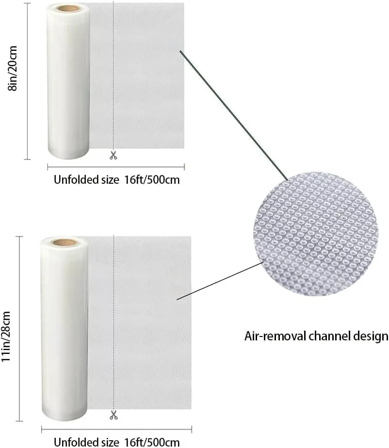 کیسه های نگهداری وکیوم برای دستگاه وکیوم غذا، کیسه سو وید برای دستگاه بسته بندی، رول وکیوم نگهداری مواد غذایی 8"X16' و 11"X16'، مناسب مایکروویو و فریزر، بدون BPA، (4 رول) (شفاف) کیسه های نگهداری وکیوم برای دستگاه وکیوم غذا، کیسه سو وید برای دستگاه بسته بندی، رول وکیوم نگهداری مواد غذایی 8"X16' و 11"X16'، مناسب مایکروویو و فریزر، بدون BPA، (4 رول) (شفاف)