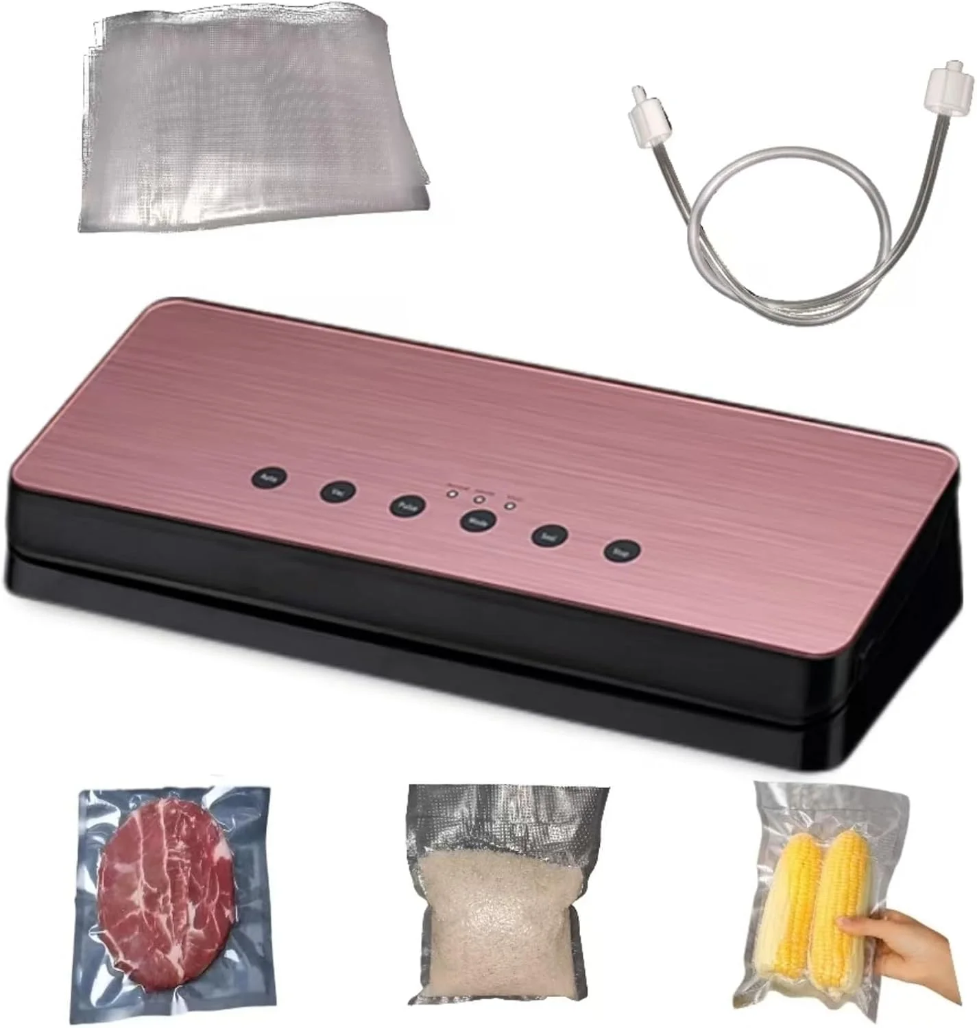 دستگاه وکیوم سیلر با مکش فوق العاده، دستگاه وکیوم سیلر، دستگاه وکیوم سیلر غذا، دستگاه بسته بندی، حفظ مواد غذایی تا 10 برابر بیشتر، بدنه جداشدنی، همراه با لوله مکش و 10 کیسه وکیوم رایگان (صورتی) دستگاه وکیوم سیلر با مکش فوق العاده، دستگاه وکیوم سیلر، دستگاه وکیوم سیلر غذا، دستگاه بسته بندی، حفظ مواد غذایی تا 10 برابر بیشتر، بدنه جداشدنی، همراه با لوله مکش و 10 کیسه وکیوم رایگان (صورتی)