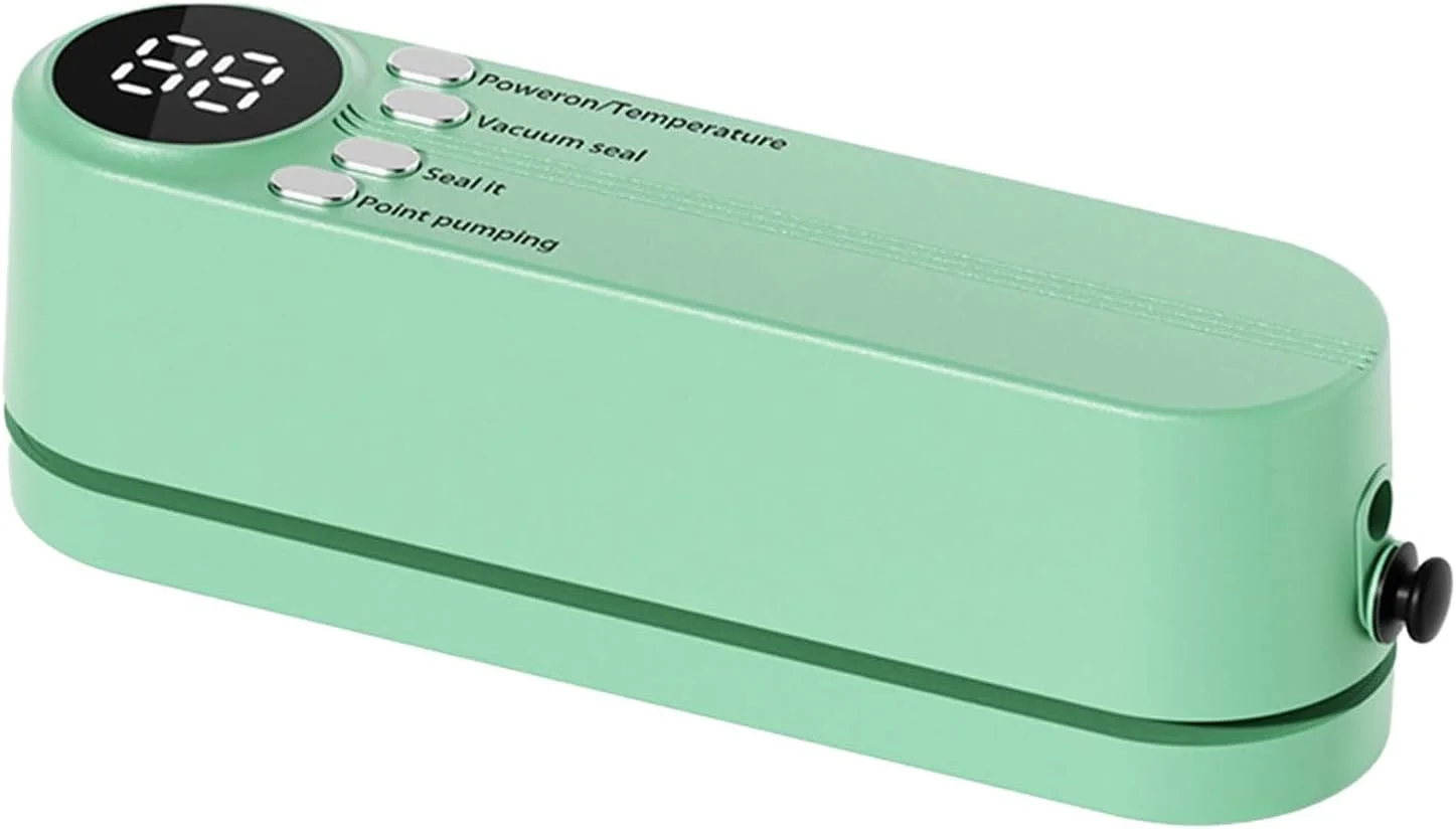 دستگاه وکیوم سیلر کوچک، بی سیم، قابل شارژ، قابل حمل، با نمایشگر دیجیتال برای نگهداری مواد غذایی خشک و مرطوب، دستگاه نگهداری مواد غذایی جمع و جور، سبز دستگاه وکیوم سیلر کوچک، بی سیم، قابل شارژ، قابل حمل، با نمایشگر دیجیتال برای نگهداری مواد غذایی خشک و مرطوب، دستگاه نگهداری مواد غذایی جمع و جور، سبز