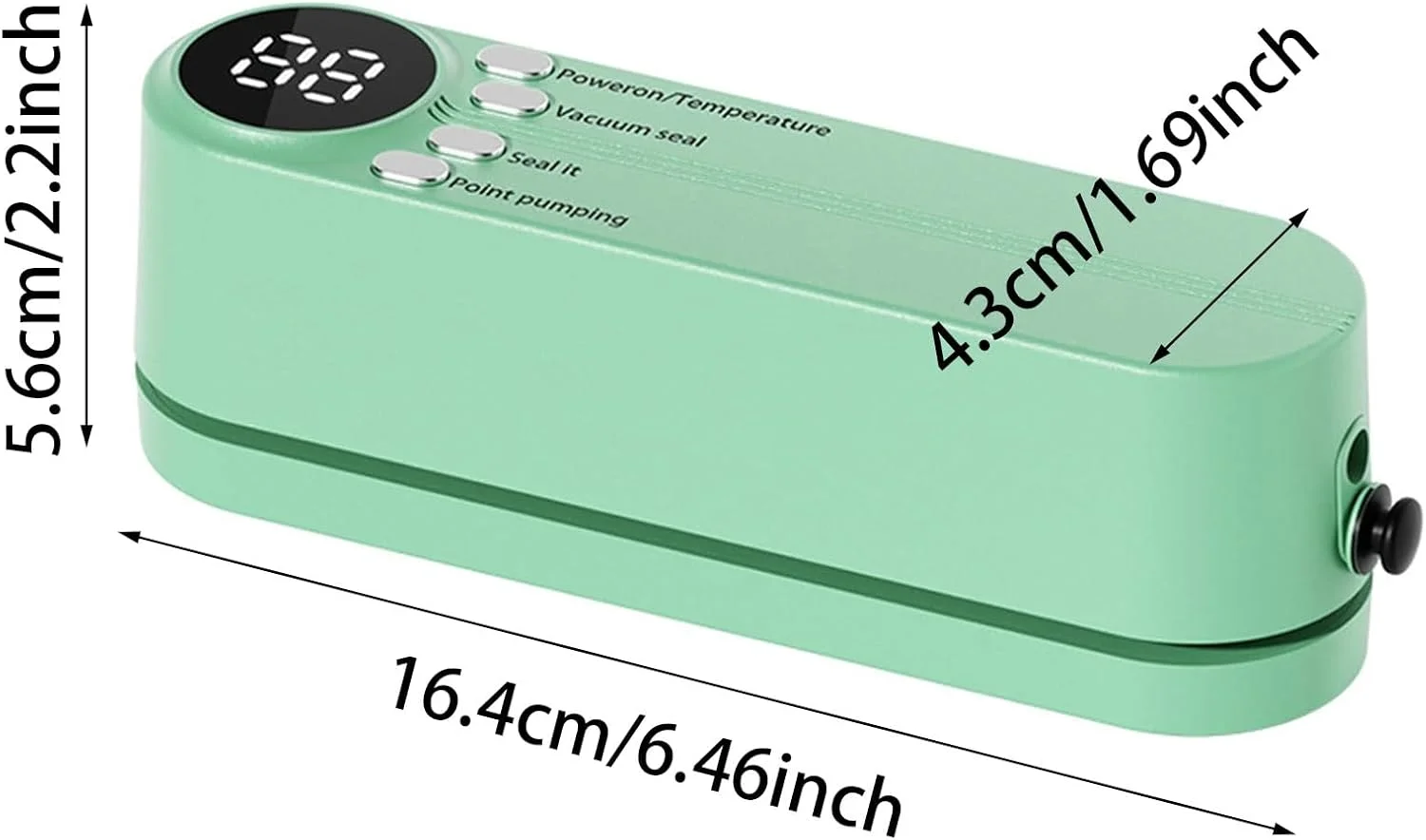 دستگاه وکیوم سیلر کوچک، بی سیم، قابل شارژ، قابل حمل، با نمایشگر دیجیتال برای نگهداری مواد غذایی خشک و مرطوب، دستگاه نگهداری مواد غذایی جمع و جور، سبز دستگاه وکیوم سیلر کوچک، بی سیم، قابل شارژ، قابل حمل، با نمایشگر دیجیتال برای نگهداری مواد غذایی خشک و مرطوب، دستگاه نگهداری مواد غذایی جمع و جور، سبز
