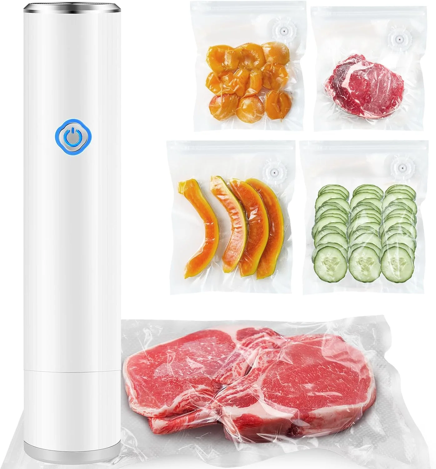 دستگاه وکیوم سوپر زک برای غذا - دستگاه وکیوم دستی بی سیم با 10 کیسه وکیوم، دستگاه وکیوم برای نگهداری و تازگی غذا - سفید دستگاه وکیوم سوپر زک برای غذا - دستگاه وکیوم دستی بی سیم با 10 کیسه وکیوم، دستگاه وکیوم برای نگهداری و تازگی غذا - سفید