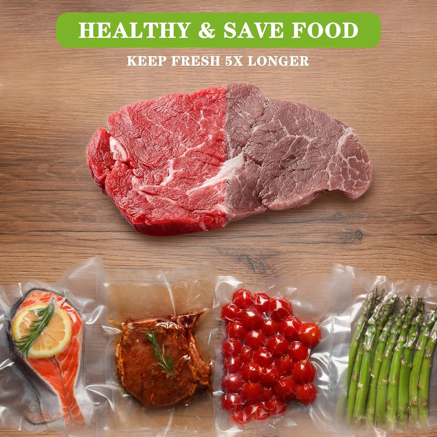 دستگاه وکیوم سوپر زک برای غذا - دستگاه وکیوم دستی بی سیم با 10 کیسه وکیوم، دستگاه وکیوم برای نگهداری و تازگی غذا - سفید