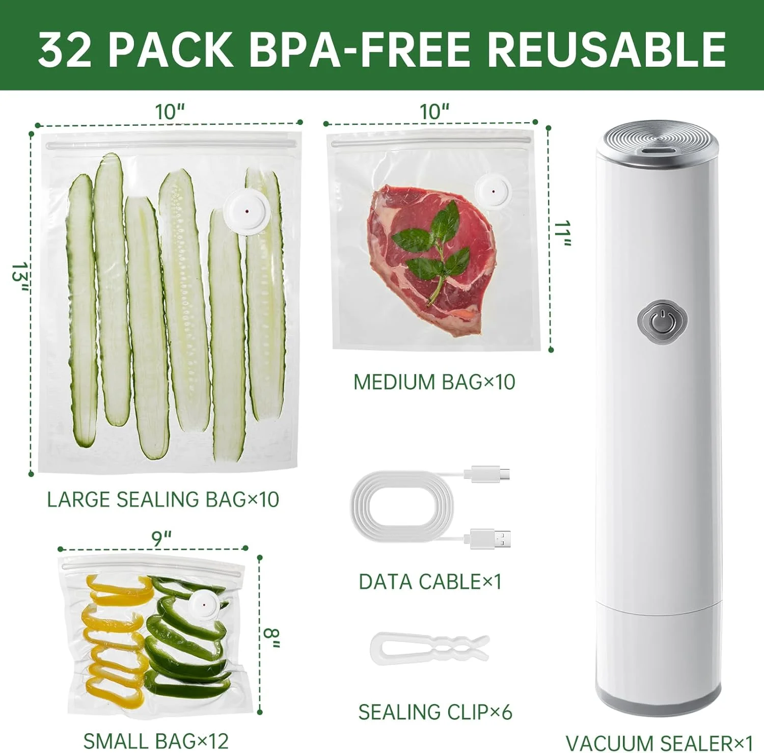 دستگاه وکیوم سیلر دستی و جمع و جور برای مواد غذایی، کیت دستگاه وکیوم قابل حمل با 32 کیسه زیپ دار قابل استفاده مجدد، دستگاه سیلر مواد غذایی بی سیم برای مسافرت، تازه نگه داشتن و آماده سازی غذا دستگاه وکیوم سیلر دستی و جمع و جور برای مواد غذایی، کیت دستگاه وکیوم قابل حمل با 32 کیسه زیپ دار قابل استفاده مجدد، دستگاه سیلر مواد غذایی بی سیم برای مسافرت، تازه نگه داشتن و آماده سازی غذا