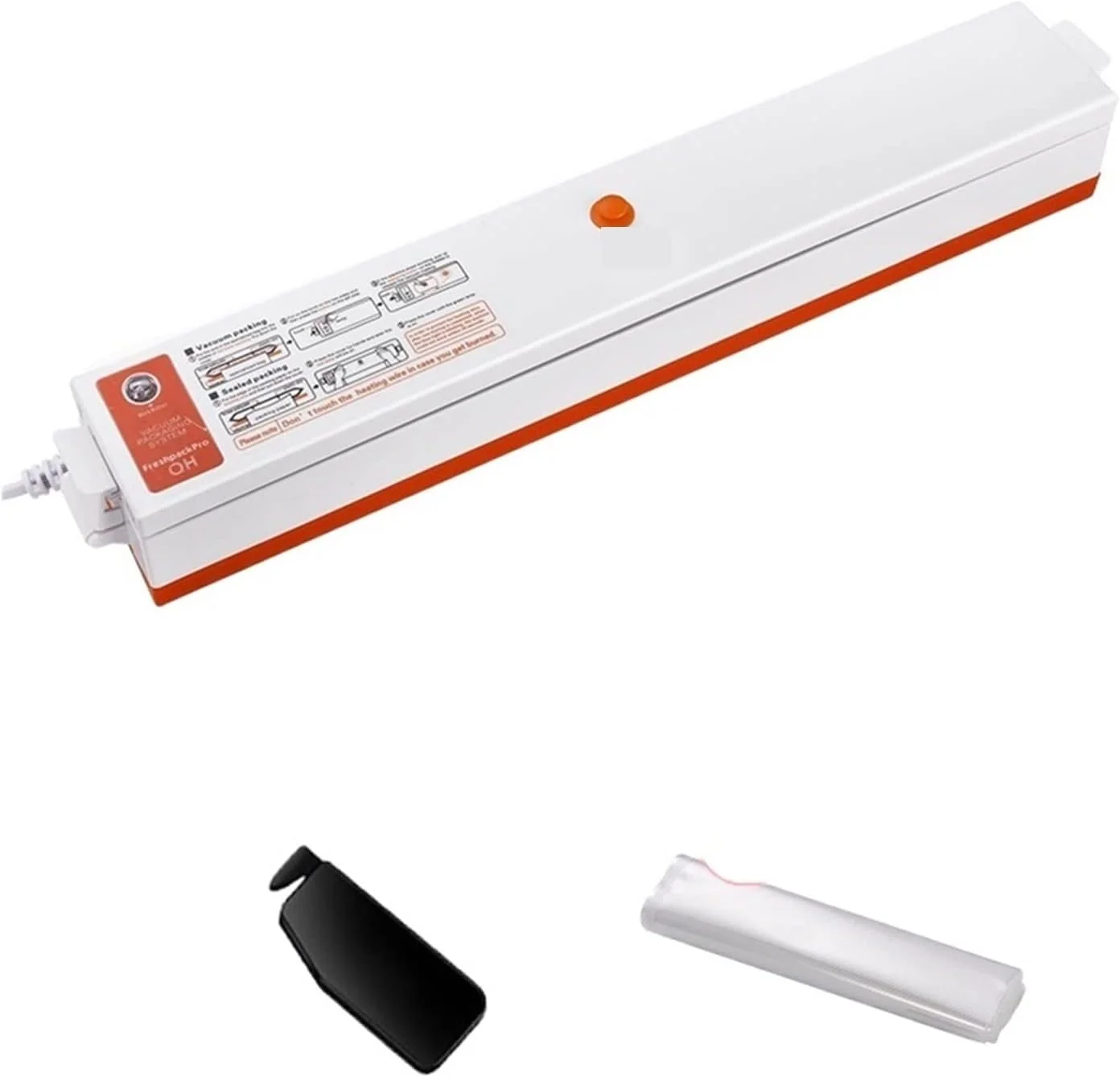 دستگاه وکیوم بسته بندی مواد غذایی، دستگاه دیگازور، موتور وکیوم برای محصولات، دستگاه پلاستیک پرس، نگهدارنده تازگی مواد غذایی، پمپ وکیوم، کاربری آسان و نگهداری راحت (نارنجی - 2 عدد - 20 سانتی متر)