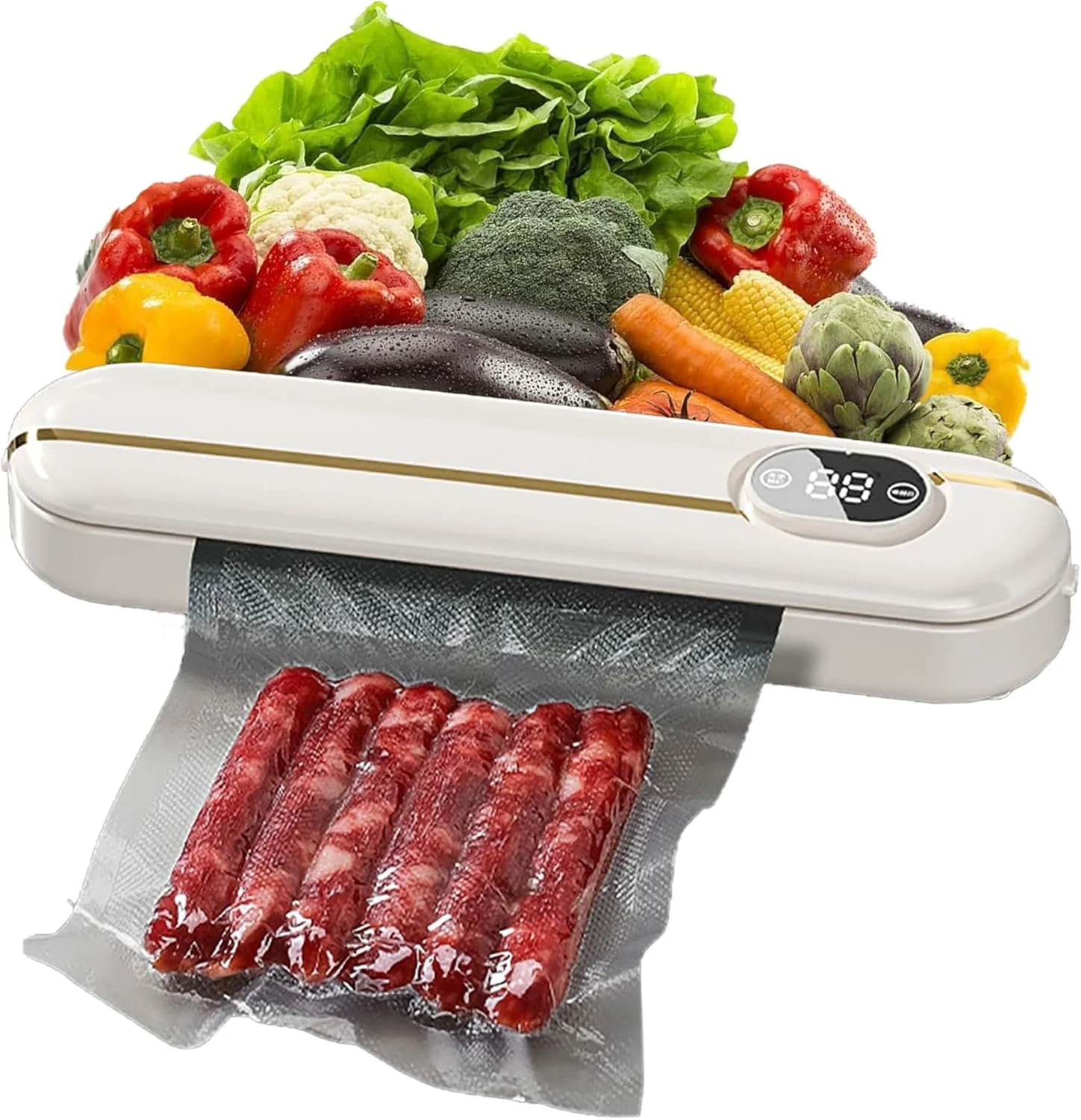 دستگاه وکیوم سیلر - مهر و موم جادویی تازگی، حالت های خشک/مرطوب دوگانه، مکش قوی 60 کیلو پاسکال، مهر و موم سریع 15 ثانیه ای، چند کیسه ای، عملکرد آسان با یک لمس، بژ