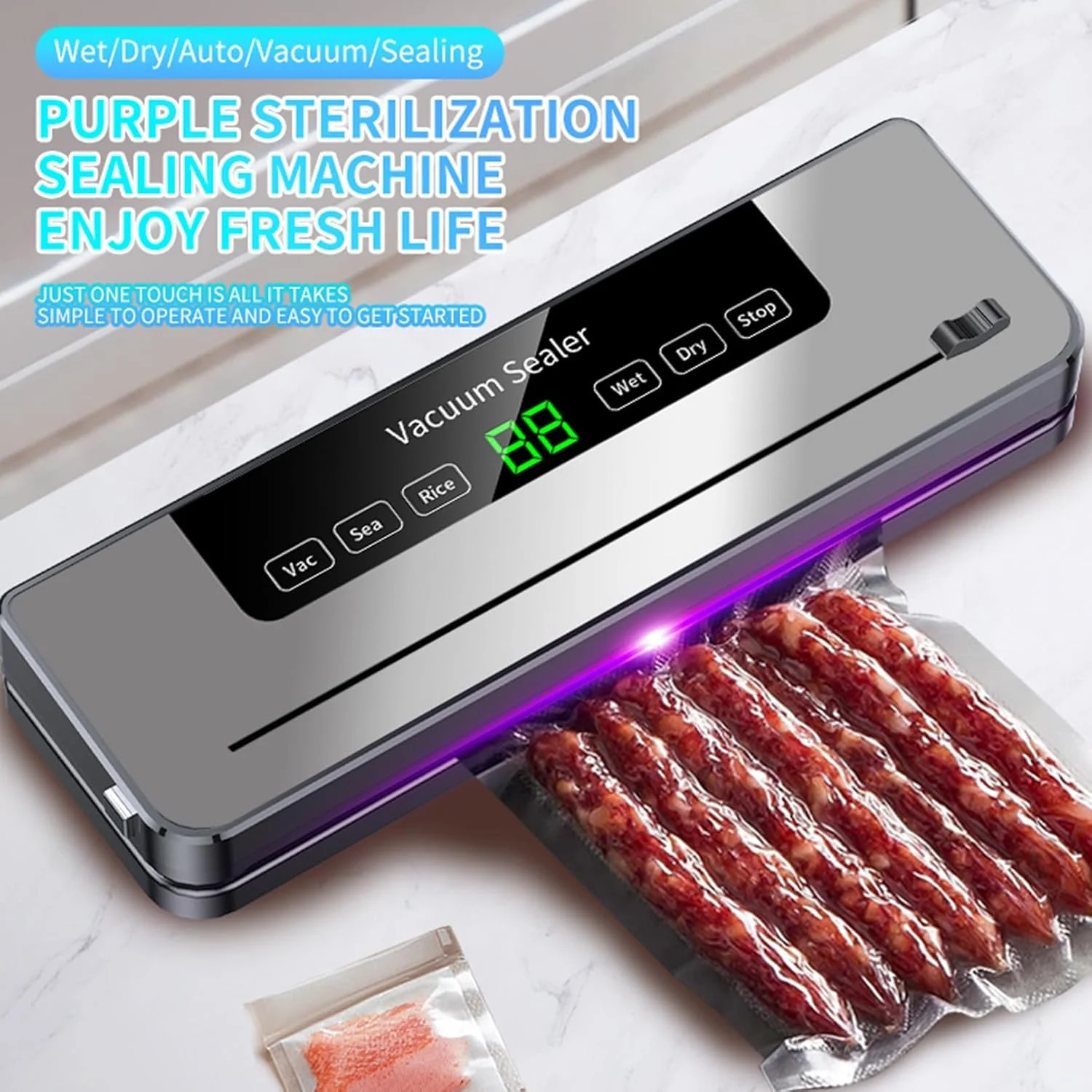 دستگاه وکیوم سیلر سریع و جمع و جور برای نگهداری مواد غذایی، حالت های آب بندی خشک و مرطوب، دارای برش داخلی، تمیز کردن و نگهداری آسان