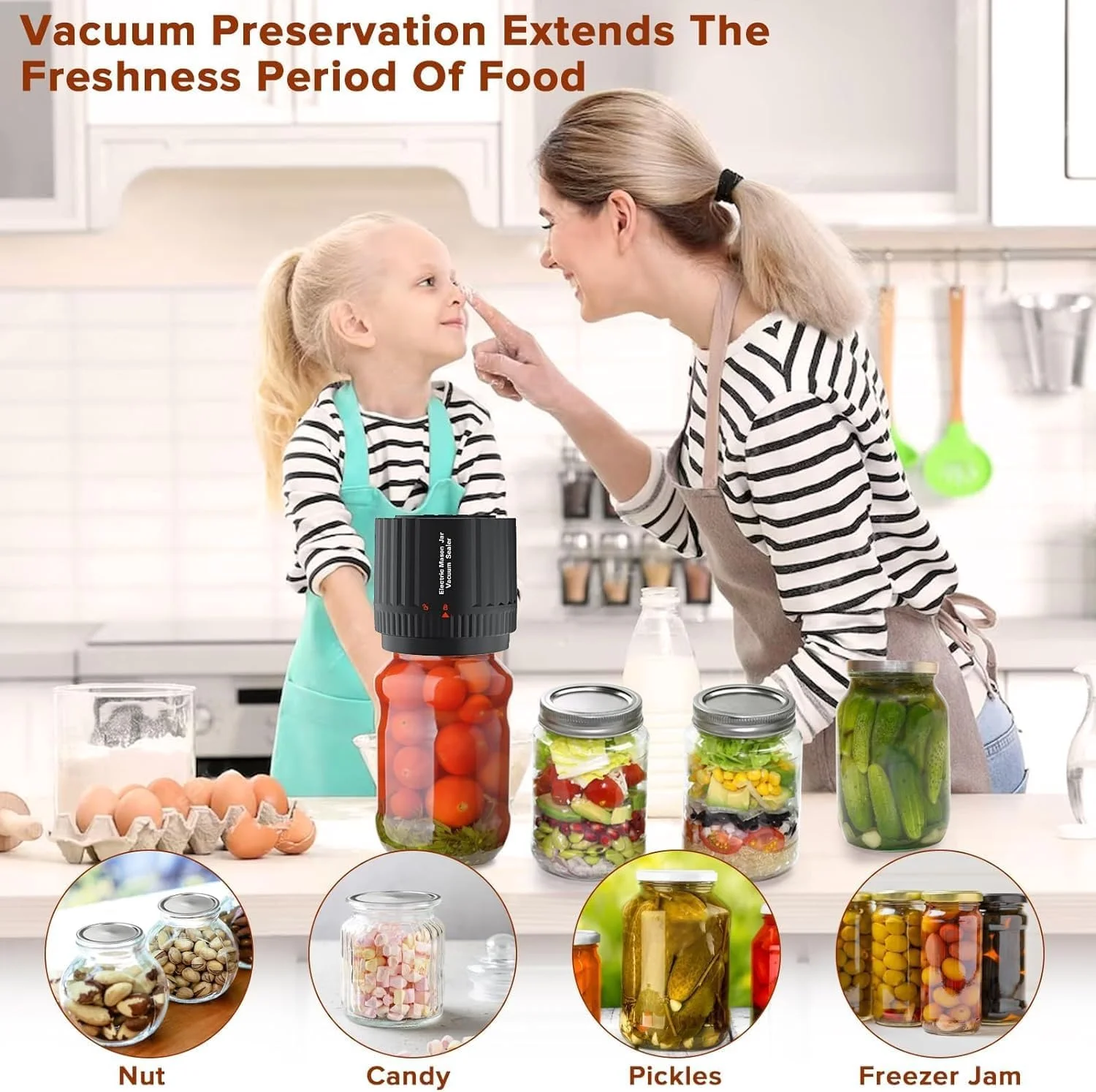 دستگاه وکیوم برقی شیشه های دهان گشاد و معمولی، به همراه درب بازکن و درب، مناسب برای نگهداری مواد غذایی و افزایش ماندگاری دستگاه وکیوم برقی شیشه های دهان گشاد و معمولی، به همراه درب بازکن و درب، مناسب برای نگهداری مواد غذایی و افزایش ماندگاری