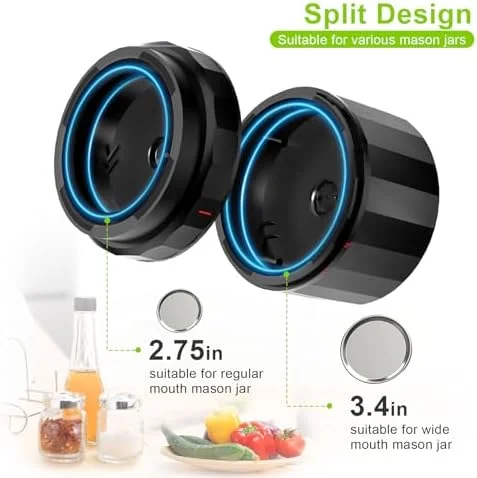 دستگاه وکیوم درب شیشه ای M11 - کیت دستگاه وکیوم برقی درب شیشه ای با درب های دهانه پهن و معمولی، دستگاه وکیوم شیشه ای برای شیشه های کنسرو، دستگاه وکیوم برای نگهداری مواد غذایی دستگاه وکیوم درب شیشه ای M11 - کیت دستگاه وکیوم برقی درب شیشه ای با درب های دهانه پهن و معمولی، دستگاه وکیوم شیشه ای برای شیشه های کنسرو، دستگاه وکیوم برای نگهداری مواد غذایی