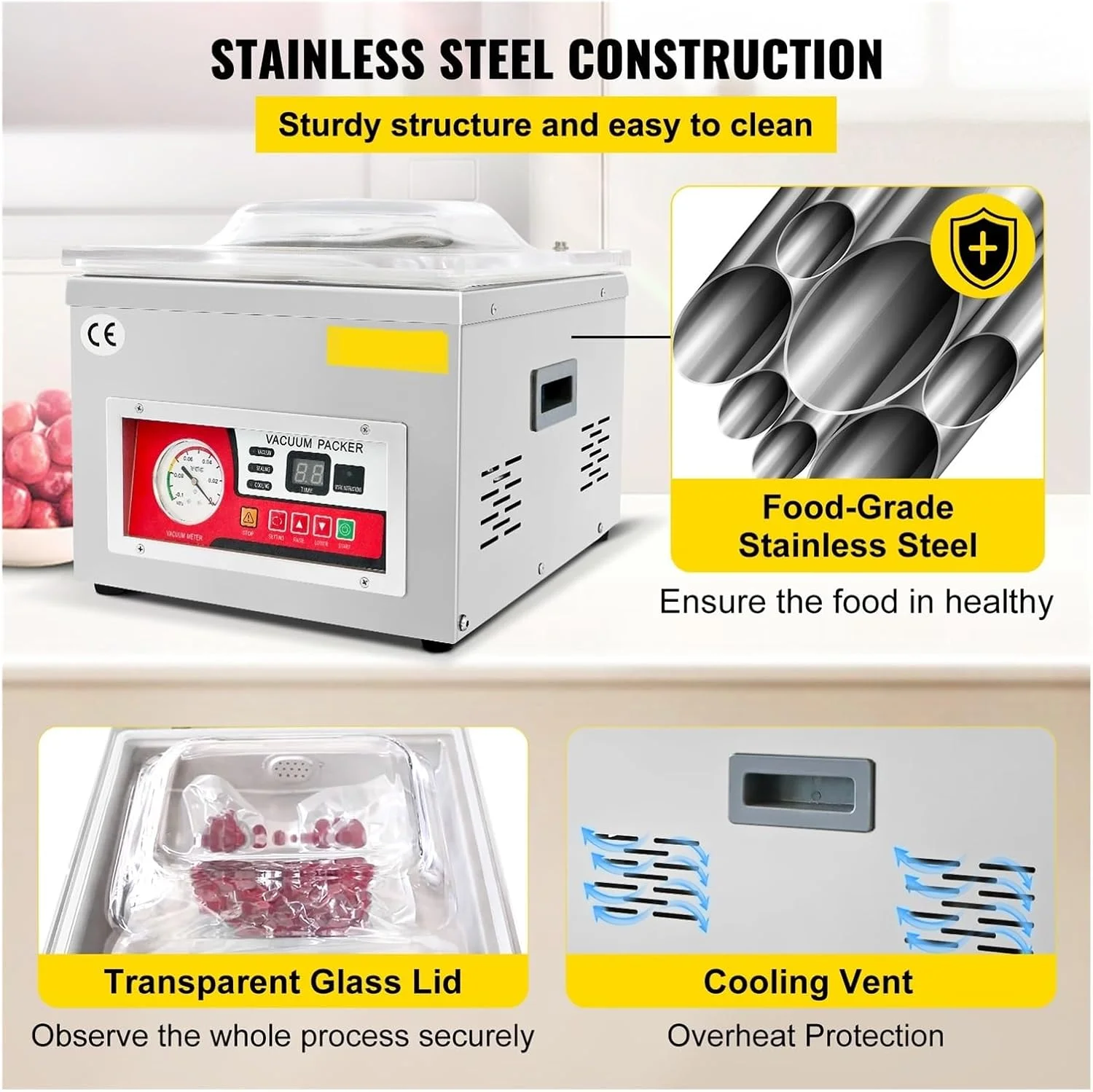 دستگاه بسته بندی وکیوم مواد غذایی، دستگاه وکیوم سیلر محفظه ای تجاری DZ-260A، دستگاه بسته بندی کیسه گوشت آشپزخانه، دستگاه پلمپ و محافظ مواد غذایی دستگاه بسته بندی وکیوم مواد غذایی، دستگاه وکیوم سیلر محفظه ای تجاری DZ-260A، دستگاه بسته بندی کیسه گوشت آشپزخانه، دستگاه پلمپ و محافظ مواد غذایی