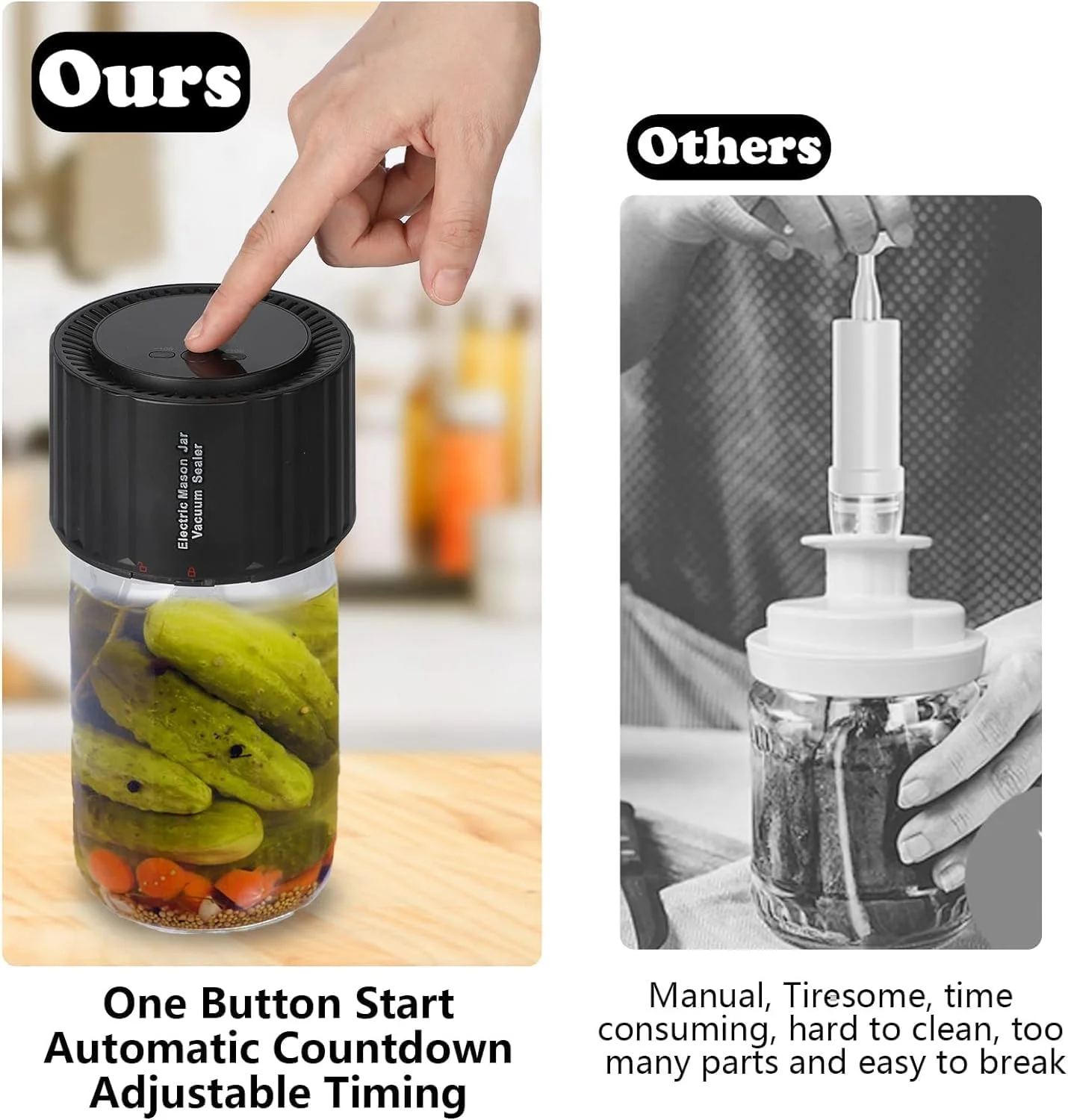 دستگاه وکیوم برقی شیشه های دهان گشاد و معمولی، به همراه درب بازکن و درب، مناسب برای نگهداری مواد غذایی و افزایش ماندگاری دستگاه وکیوم برقی شیشه های دهان گشاد و معمولی، به همراه درب بازکن و درب، مناسب برای نگهداری مواد غذایی و افزایش ماندگاری