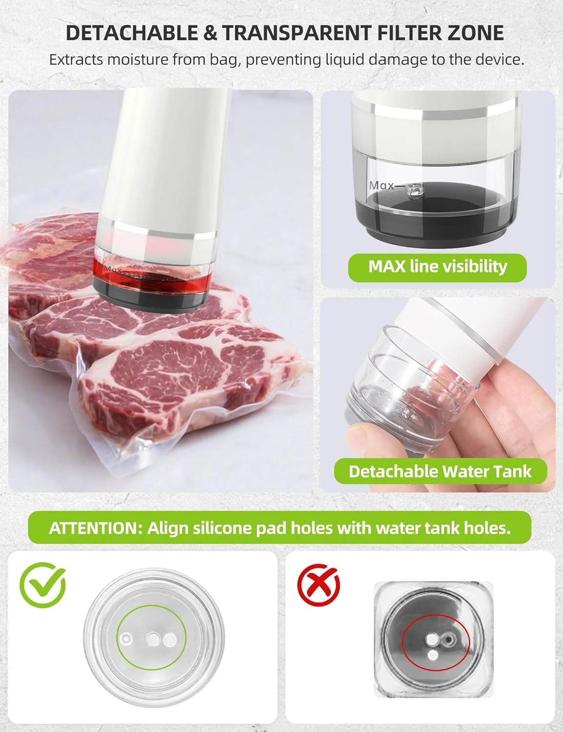 دستگاه وکیوم سیلر دستی ارتقا یافته برای مواد غذایی، دستگاه وکیوم سیلر قابل حمل با توقف خودکار و فیلتر جداشدنی، قفل تازگی 5 برابر، شامل 30 کیسه وکیوم قابل استفاده مجدد برای آشپزخانه دستگاه وکیوم سیلر دستی ارتقا یافته برای مواد غذایی، دستگاه وکیوم سیلر قابل حمل با توقف خودکار و فیلتر جداشدنی، قفل تازگی 5 برابر، شامل 30 کیسه وکیوم قابل استفاده مجدد برای آشپزخانه