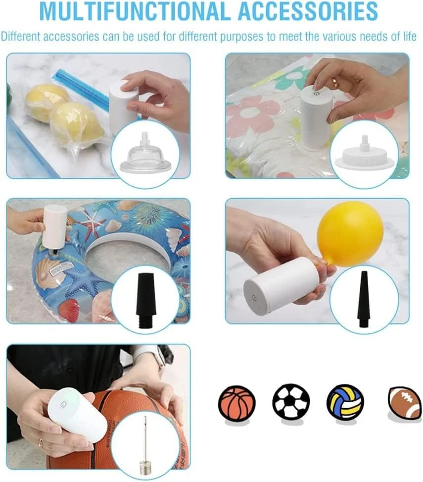 دستگاه وکیوم دستی یوبیتری برای نگهداری مواد غذایی - پمپ هوای برقی فشرده ساز و دمنده 2 در 1، دستگاه کوچک قابل شارژ به همراه 3 عدد کیسه زیپدار قابل استفاده مجدد دستگاه وکیوم دستی یوبیتری برای نگهداری مواد غذایی - پمپ هوای برقی فشرده ساز و دمنده 2 در 1، دستگاه کوچک قابل شارژ به همراه 3 عدد کیسه زیپدار قابل استفاده مجدد