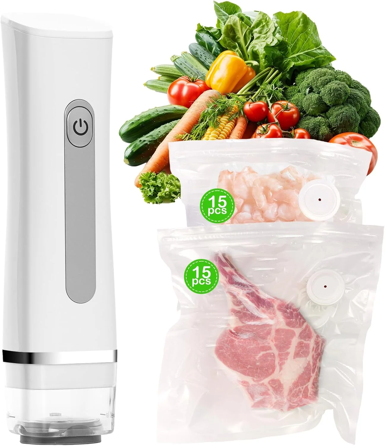 دستگاه وکیوم سیلر دستی برای مواد غذایی، دستگاه وکیوم سیلر کوچک با 30 کیسه قابل استفاده مجدد دستگاه وکیوم سیلر دستی برای مواد غذایی، دستگاه وکیوم سیلر کوچک با 30 کیسه قابل استفاده مجدد