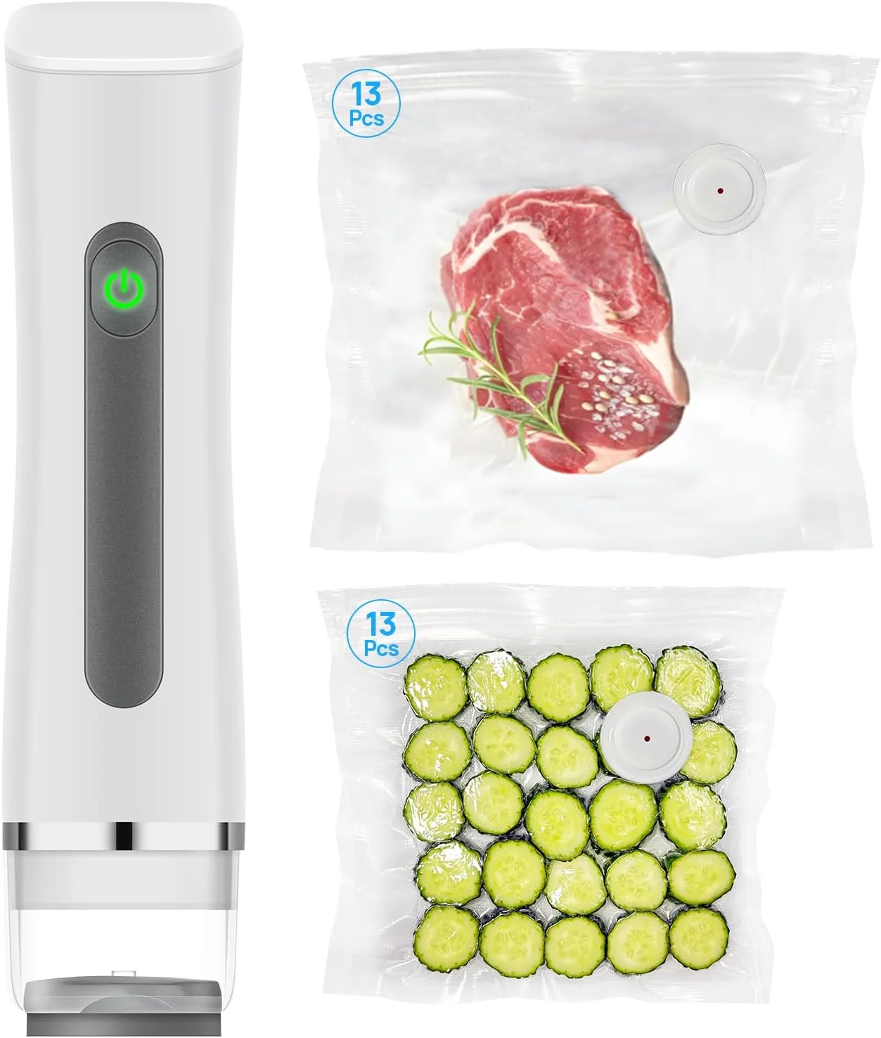 دستگاه وکیوم سیلر جمع و جور برای مواد غذایی، دستگاه وکیوم سیلر دستی، (دستگاه وکیوم سیلر + 26 کیسه وکیوم قابل استفاده مجدد) دستگاه وکیوم سیلر جمع و جور برای مواد غذایی، دستگاه وکیوم سیلر دستی، (دستگاه وکیوم سیلر + 26 کیسه وکیوم قابل استفاده مجدد)