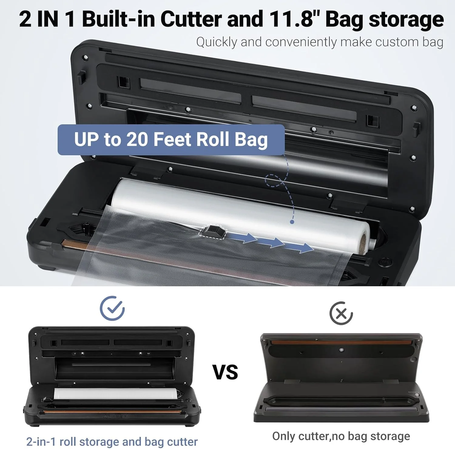 دستگاه وکیوم سیلر، دستگاه وکیوم سیلر غذای 8 در 1 قدرتمند 90Kpa Aobosi برای غذای خشک/مرطوب، دارای برش داخلی و محل نگهداری کیسه، رول کیسه و 5 کیسه از پیش برش خورده، شلنگ وکیوم برای ظروف فشرده (نقره ای) دستگاه وکیوم سیلر، دستگاه وکیوم سیلر غذای 8 در 1 قدرتمند 90Kpa Aobosi برای غذای خشک/مرطوب، دارای برش داخلی و محل نگهداری کیسه، رول کیسه و 5 کیسه از پیش برش خورده، شلنگ وکیوم برای ظروف فشرده (نقره ای)