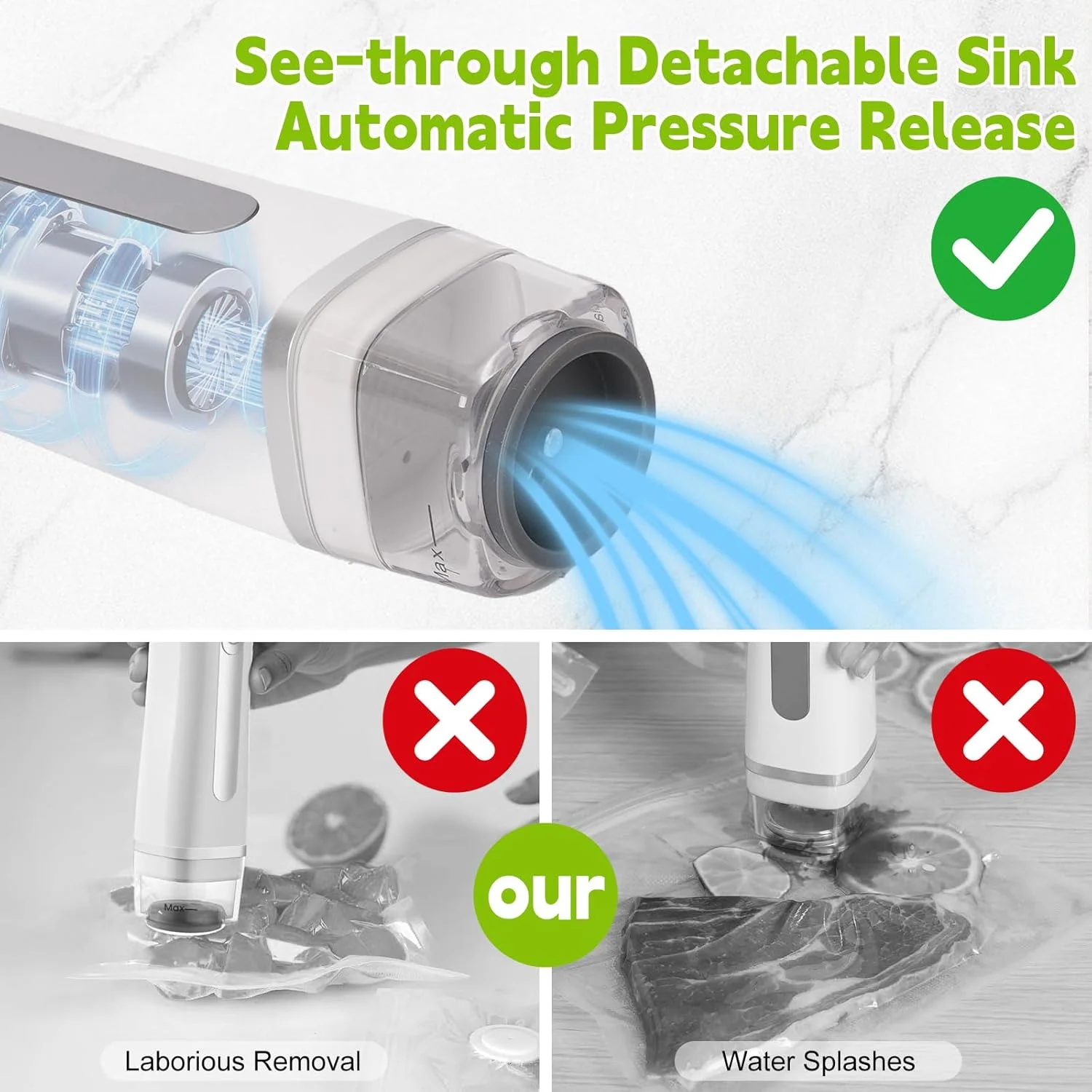 دستگاه وکیوم سیلر دستی برای مواد غذایی، دستگاه وکیوم سیلر کوچک با 30 کیسه قابل استفاده مجدد دستگاه وکیوم سیلر دستی برای مواد غذایی، دستگاه وکیوم سیلر کوچک با 30 کیسه قابل استفاده مجدد