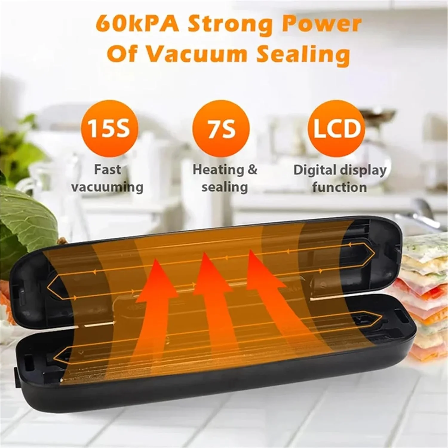 دستگاه بسته بندی وکیوم سیلر مواد غذایی به همراه 10 عدد کیسه وکیوم رایگان مناسب برای مصارف خانگی