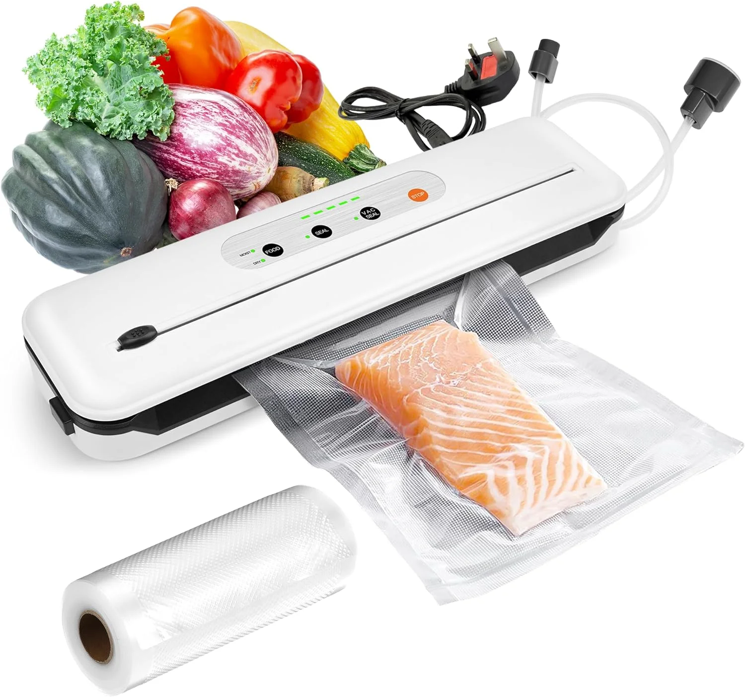 دستگاه وکیوم سیلر اتوماتیک سیستم بسته بندی مواد غذایی - حفظ مواد غذایی در خانه و تجارت با کاتر داخلی، حالت های خشک و مرطوب، شلنگ و کیسه های وکیوم رایگان، محافظ مواد غذایی تازه و بادوام دستگاه وکیوم سیلر اتوماتیک سیستم بسته بندی مواد غذایی - حفظ مواد غذایی در خانه و تجارت با کاتر داخلی، حالت های خشک و مرطوب، شلنگ و کیسه های وکیوم رایگان، محافظ مواد غذایی تازه و بادوام