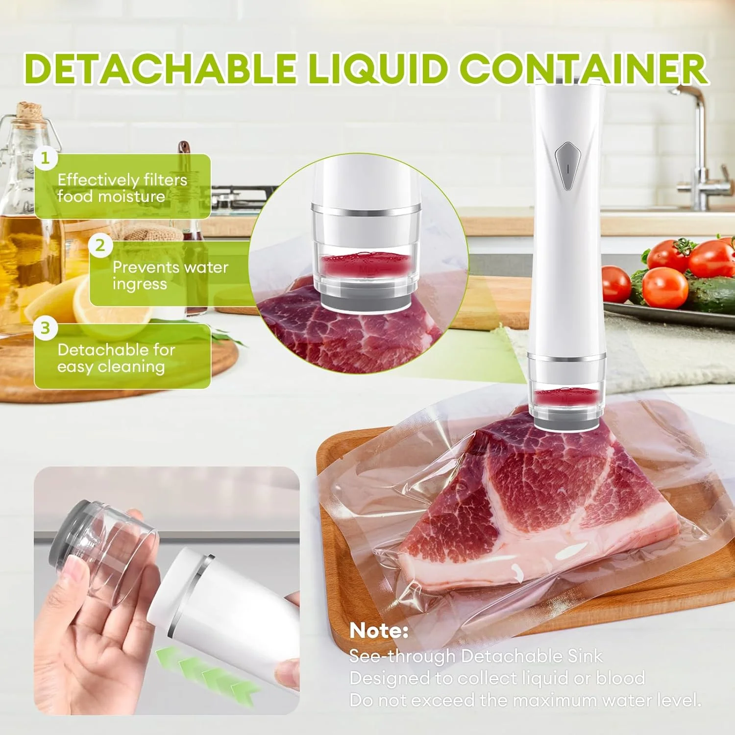 دستگاه وکیوم سیلر غذا - دستگاه وکیوم سیلر دستی قابل حمل با 30 کیسه قابل استفاده مجدد و مخزن آب قابل مشاهده، دستگاه ذخیره ساز غذای بی سیم و جمع و جور برای آماده سازی غذا، پخت سو وید و نگهداری در آشپزخانه دستگاه وکیوم سیلر غذا - دستگاه وکیوم سیلر دستی قابل حمل با 30 کیسه قابل استفاده مجدد و مخزن آب قابل مشاهده، دستگاه ذخیره ساز غذای بی سیم و جمع و جور برای آماده سازی غذا، پخت سو وید و نگهداری در آشپزخانه