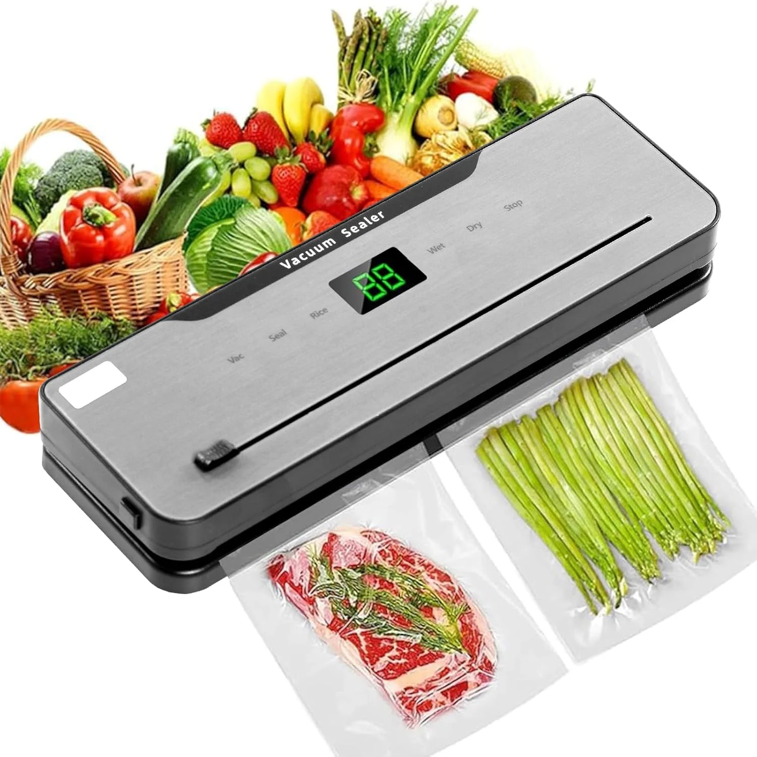 دستگاه وکیوم سیلر، دستگاه وکیوم مواد غذایی، دستگاه وکیوم مواد غذایی 8 در 1، دارای کاتر داخلی، حالت های خشک و مرطوب، دستگاه وکیوم چند منظوره مواد غذایی با 30 کیسه وکیوم 20 * 30 سانتی متر دستگاه وکیوم سیلر، دستگاه وکیوم مواد غذایی، دستگاه وکیوم مواد غذایی 8 در 1، دارای کاتر داخلی، حالت های خشک و مرطوب، دستگاه وکیوم چند منظوره مواد غذایی با 30 کیسه وکیوم 20 * 30 سانتی متر