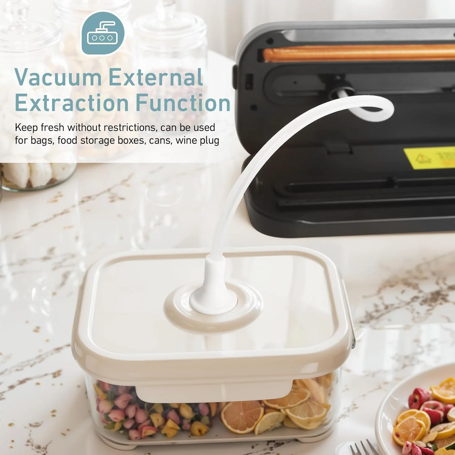 دستگاه وکیوم سیلر غذا، دستگاه سیلر غذا 6 در 1 با قدرت 75Kpa برای مواد غذایی خشک و مرطوب، وکیوم اتوماتیک با کاتر داخلی و 30 کیسه وکیوم دستگاه وکیوم سیلر غذا، دستگاه سیلر غذا 6 در 1 با قدرت 75Kpa برای مواد غذایی خشک و مرطوب، وکیوم اتوماتیک با کاتر داخلی و 30 کیسه وکیوم