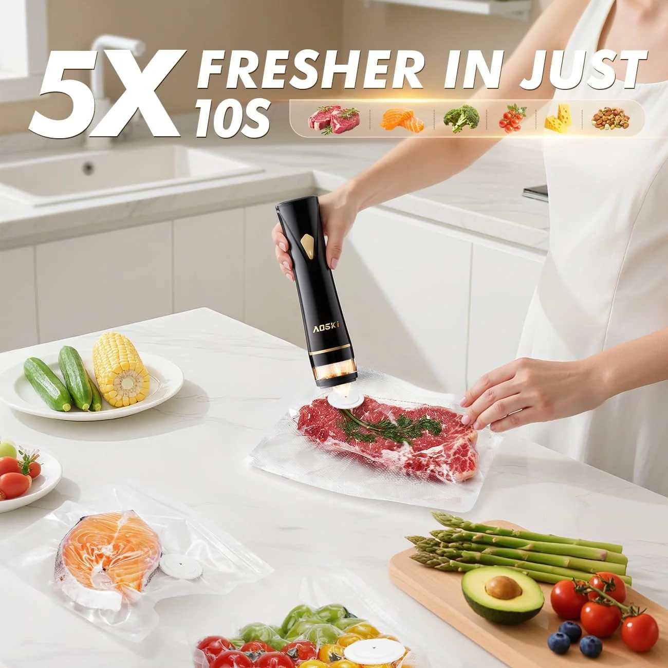 دستگاه وکیوم سیلر برای نگهداری مواد غذایی: دستگاه بسته بندی قدرتمند و جمع و جور مواد غذایی، مخزن آب جداشدنی اتوماتیک دستی، 10 عدد کیسه وکیوم برای مهر و موم کردن مواد غذایی در یخچال آشپزخانه، هدیه روز مادر برای همسر دستگاه وکیوم سیلر برای نگهداری مواد غذایی: دستگاه بسته بندی قدرتمند و جمع و جور مواد غذایی، مخزن آب جداشدنی اتوماتیک دستی، 10 عدد کیسه وکیوم برای مهر و موم کردن مواد غذایی در یخچال آشپزخانه، هدیه روز مادر برای همسر