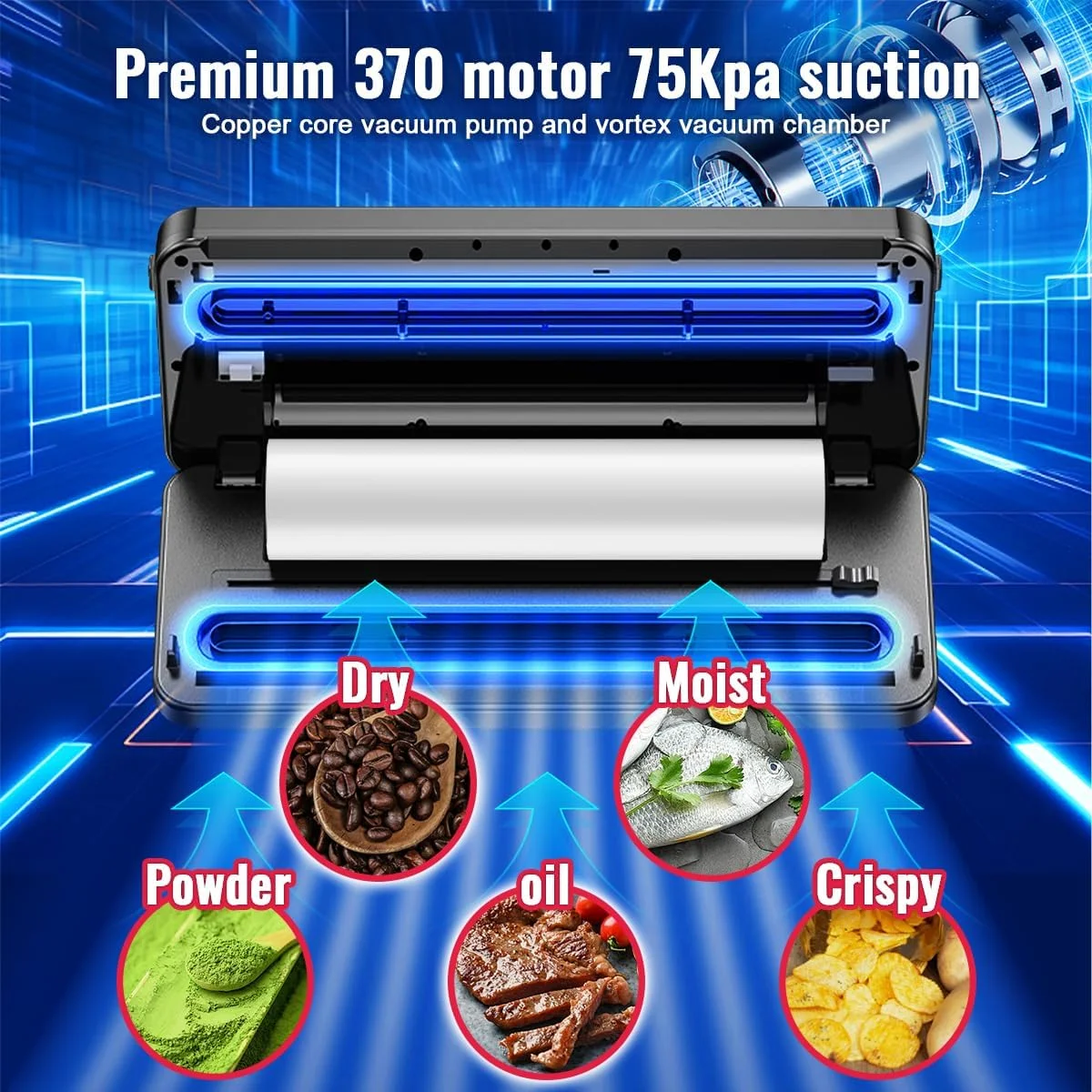 دستگاه وکیوم سیلر مواد غذایی 8 در 1 با قابلیت کنسرو کردن، دستگاه سیلر چند منظوره مواد غذایی دارای کاتر UV داخلی/نگهداری کیسه، مناسب برای مواد غذایی خشک، مرطوب، روغنی و ترد، کیت وکیوم سیلر به همراه 2 رول کیسه/قلم مارکر دستگاه وکیوم سیلر مواد غذایی 8 در 1 با قابلیت کنسرو کردن، دستگاه سیلر چند منظوره مواد غذایی دارای کاتر UV داخلی/نگهداری کیسه، مناسب برای مواد غذایی خشک، مرطوب، روغنی و ترد، کیت وکیوم سیلر به همراه 2 رول کیسه/قلم مارکر