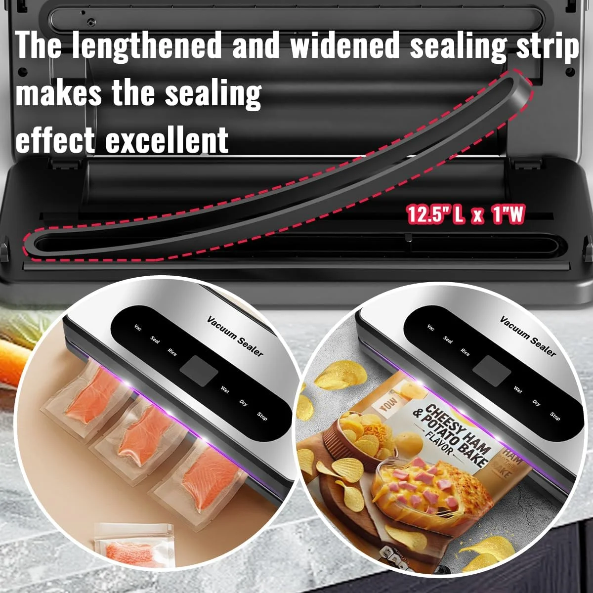 دستگاه وکیوم سیلر مواد غذایی 8 در 1 با قابلیت کنسرو کردن، دستگاه سیلر چند منظوره مواد غذایی دارای کاتر UV داخلی/نگهداری کیسه، مناسب برای مواد غذایی خشک، مرطوب، روغنی و ترد، کیت وکیوم سیلر به همراه 2 رول کیسه/قلم مارکر دستگاه وکیوم سیلر مواد غذایی 8 در 1 با قابلیت کنسرو کردن، دستگاه سیلر چند منظوره مواد غذایی دارای کاتر UV داخلی/نگهداری کیسه، مناسب برای مواد غذایی خشک، مرطوب، روغنی و ترد، کیت وکیوم سیلر به همراه 2 رول کیسه/قلم مارکر