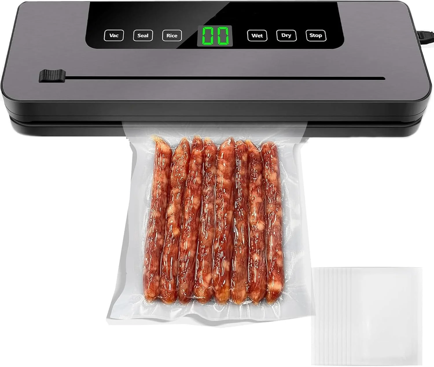 دستگاه وکیوم سیلر غذا، دستگاه وکیوم غذا با 5 حالت و مکش 60Kpa و کاتر داخلی، دستگاه وکیوم غذا برای تازه نگه داشتن گوشت، سبزیجات، تنقلات، میوه ها، غلات، غذاهای مرطوب و خشک (50 عدد) دستگاه وکیوم سیلر غذا، دستگاه وکیوم غذا با 5 حالت و مکش 60Kpa و کاتر داخلی، دستگاه وکیوم غذا برای تازه نگه داشتن گوشت، سبزیجات، تنقلات، میوه ها، غلات، غذاهای مرطوب و خشک (50 عدد)