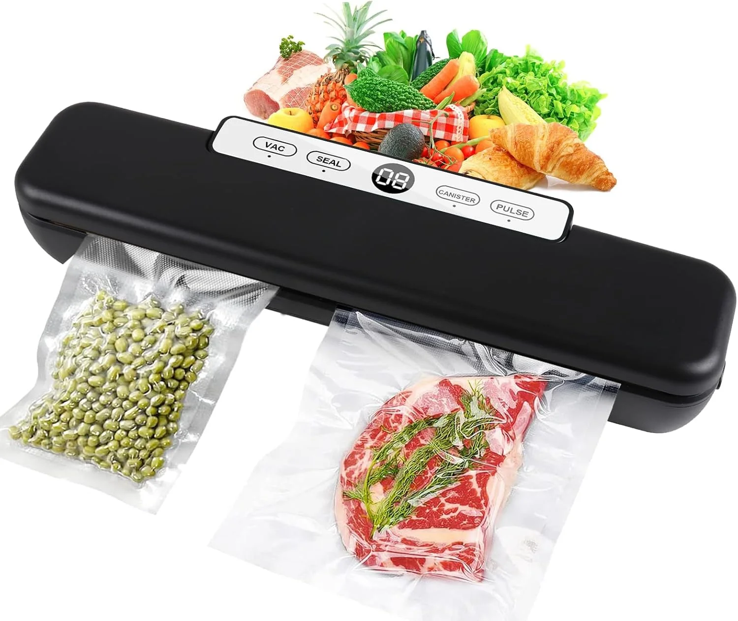 دستگاه وکیوم سیلر غذا برای پخت و پز Sous Vide، 5 در 1 گزینه آسان، حفظ مواد غذایی با کیسه های وکیوم - مشکی دستگاه وکیوم سیلر غذا برای پخت و پز Sous Vide، 5 در 1 گزینه آسان، حفظ مواد غذایی با کیسه های وکیوم - مشکی