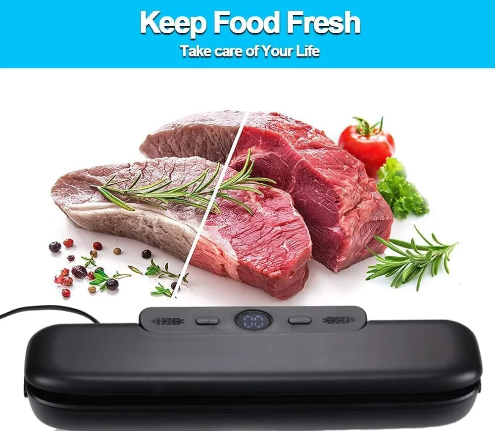 دستگاه وکیوم بسته بندی مواد غذایی - دستگاه حرفه ای فویل سیلر به همراه 10 کیسه وکیوم - دستگاه وکیوم برای پخت سو وید، مواد خشک و مرطوب - افزایش زمان نگهداری و تازگی