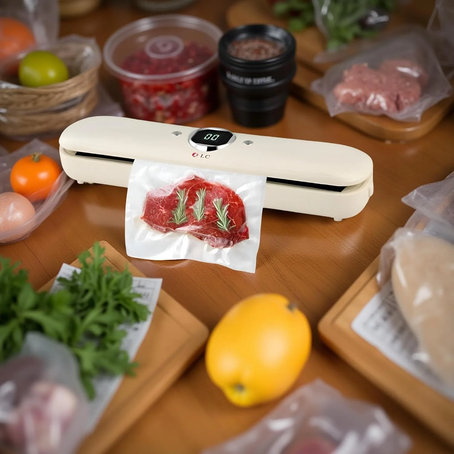 دستگاه وکیوم سیلر 120 وات با نمایشگر دیجیتال و 15 کیسه رایگان - ابزار نگهداری مواد غذایی و سو وید - مدل DLC-37454