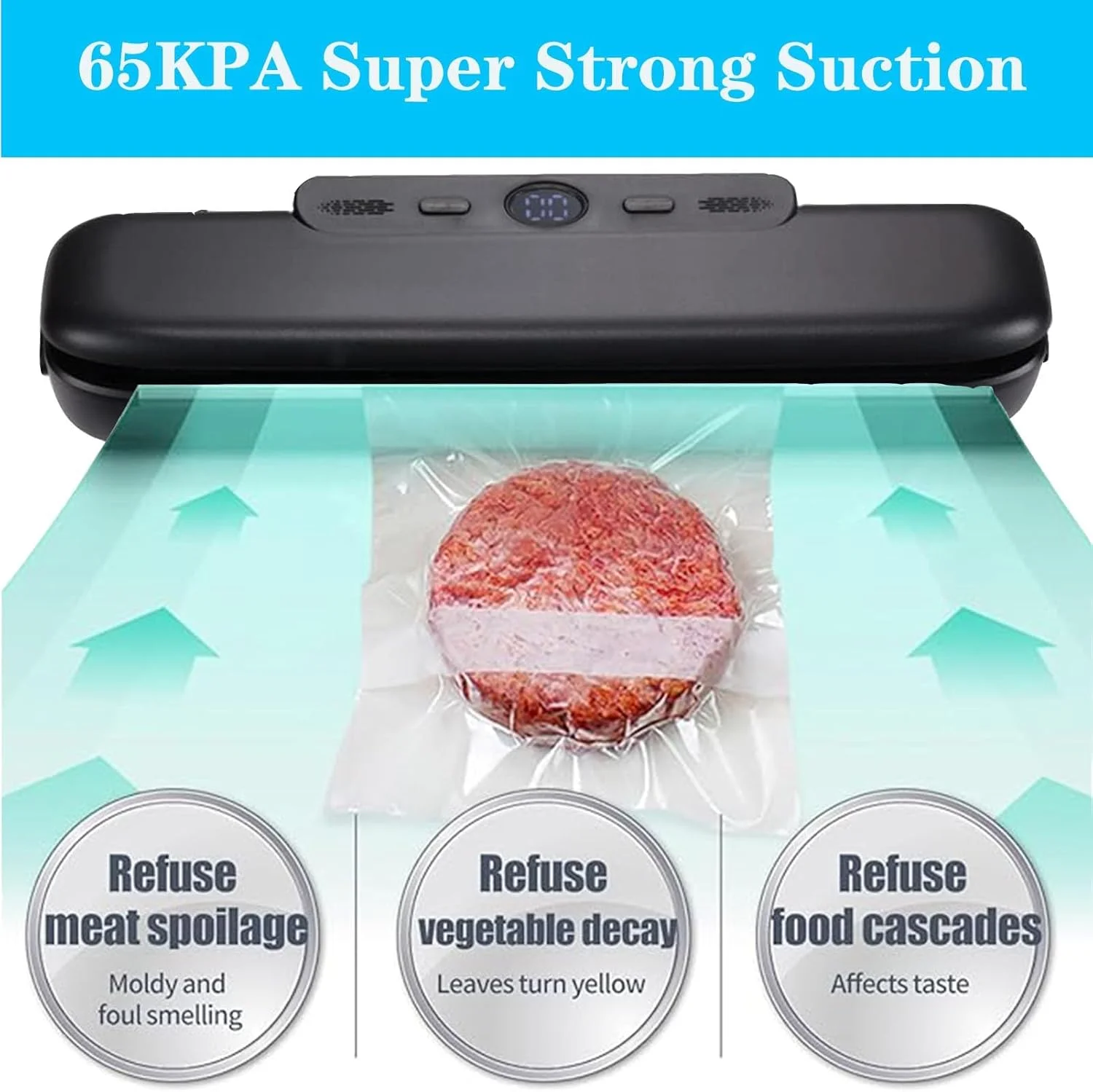 دستگاه وکیوم بسته بندی مواد غذایی - دستگاه حرفه ای فویل سیلر به همراه 10 کیسه وکیوم - دستگاه وکیوم برای پخت سو وید، مواد خشک و مرطوب - افزایش زمان نگهداری و تازگی