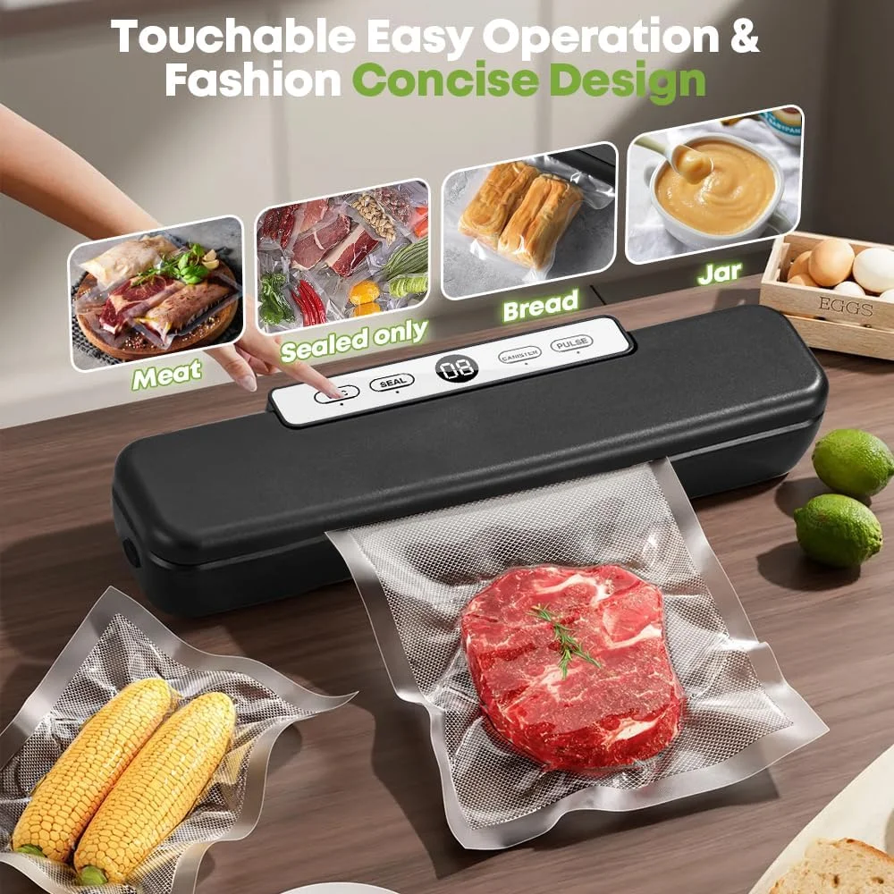 دستگاه وکیوم سیلر غذا برای پخت و پز Sous Vide، 5 در 1 گزینه آسان، حفظ مواد غذایی با کیسه های وکیوم - مشکی دستگاه وکیوم سیلر غذا برای پخت و پز Sous Vide، 5 در 1 گزینه آسان، حفظ مواد غذایی با کیسه های وکیوم - مشکی