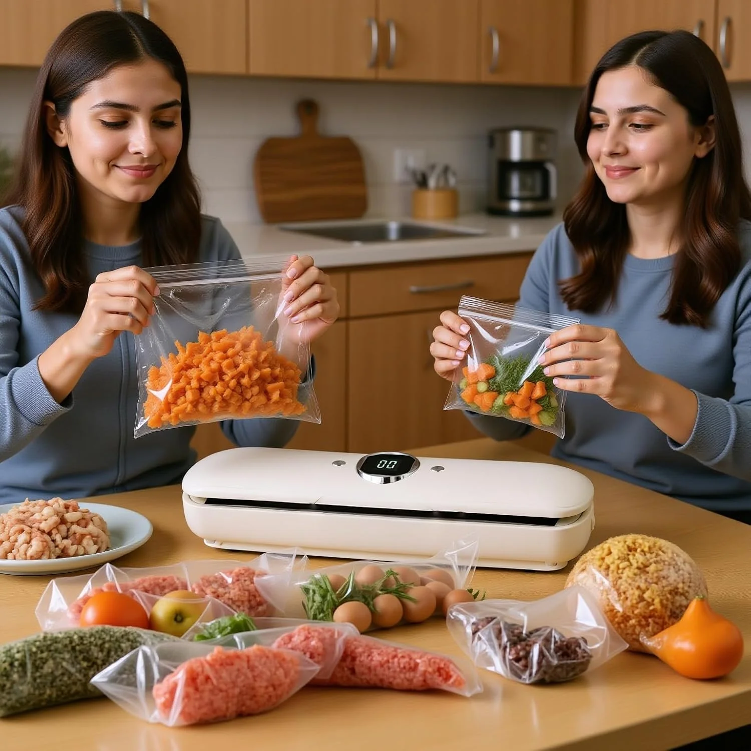 دستگاه وکیوم سیلر 120 وات با نمایشگر دیجیتال و 15 کیسه رایگان - ابزار نگهداری مواد غذایی و سو وید - مدل DLC-37454