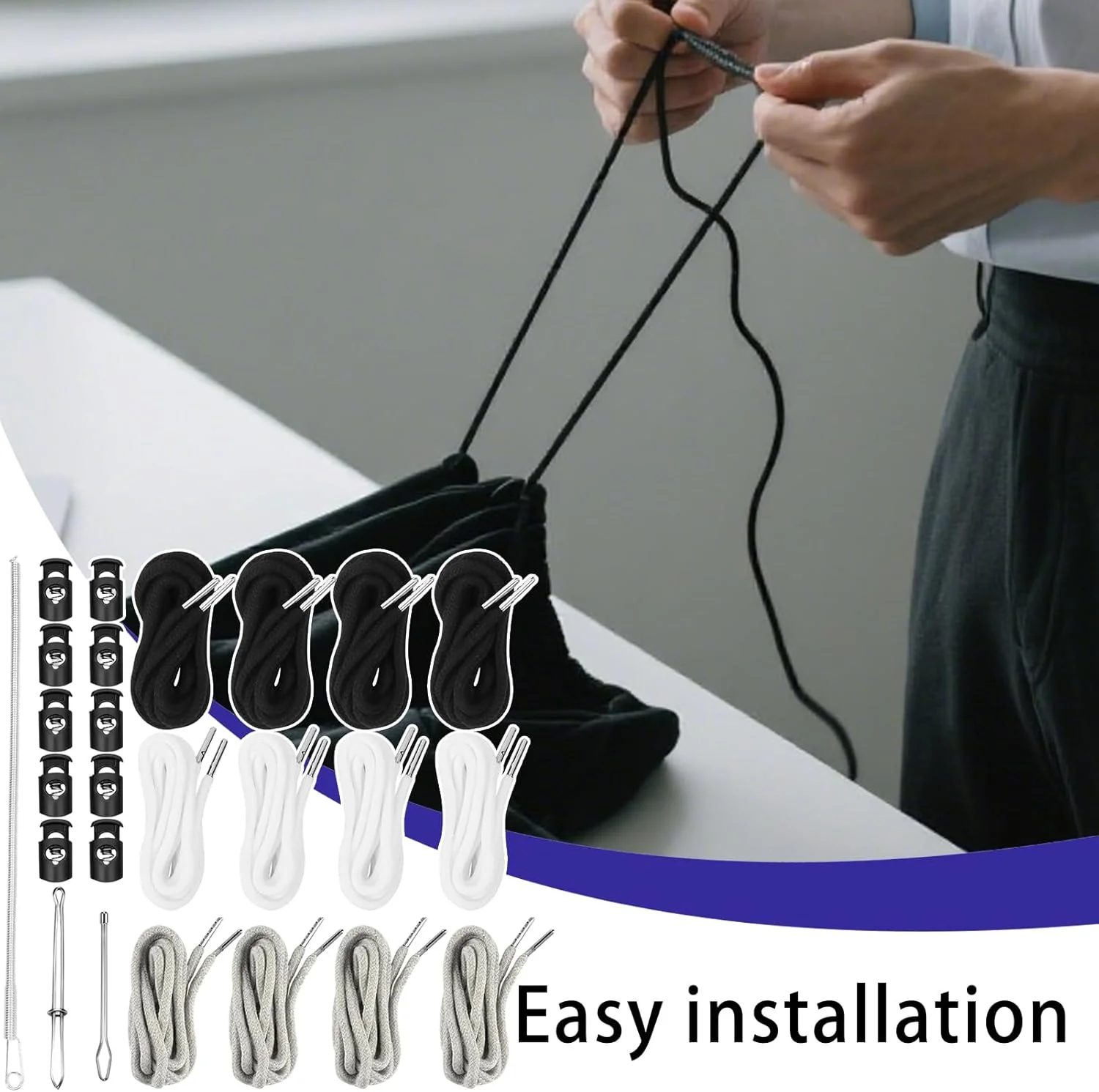 بند جایگزین، 12 عدد بند هودی ارتقا یافته با سوزن بند، بند چند منظوره با ابزار سوزن برای شلوار مردانه و زنانه بند جایگزین، 12 عدد بند هودی ارتقا یافته با سوزن بند، بند چند منظوره با ابزار سوزن برای شلوار مردانه و زنانه