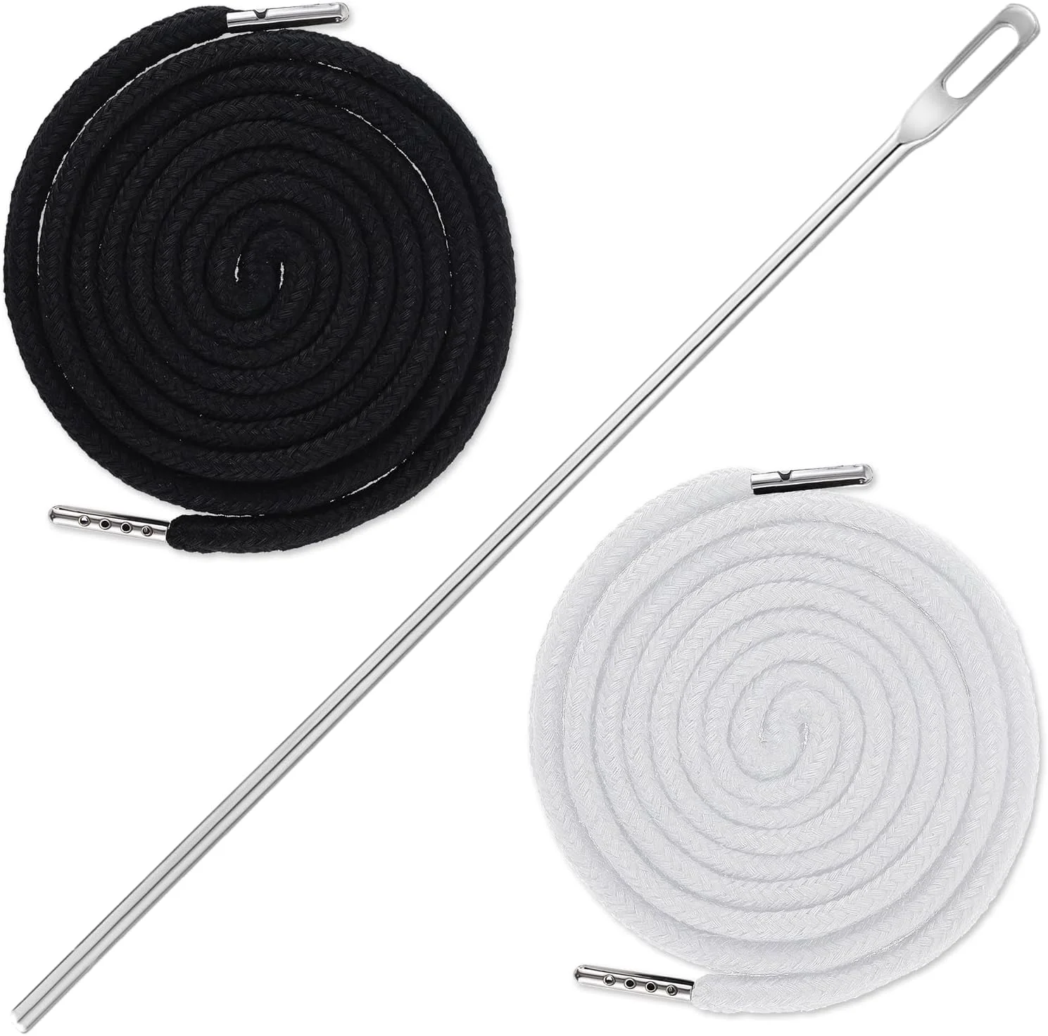 2 عدد بند کشی جایگزین با نخکش آسان، بند کشی پنبهای بادوام و شیک 130 سانتیمتری برای شلوار ورزشی، شلوارک، شلوار، ژاکت و کت (سیاه، سفید) 2 عدد بند کشی جایگزین با نخکش آسان، بند کشی پنبهای بادوام و شیک 130 سانتیمتری برای شلوار ورزشی، شلوارک، شلوار، ژاکت و کت (سیاه، سفید)