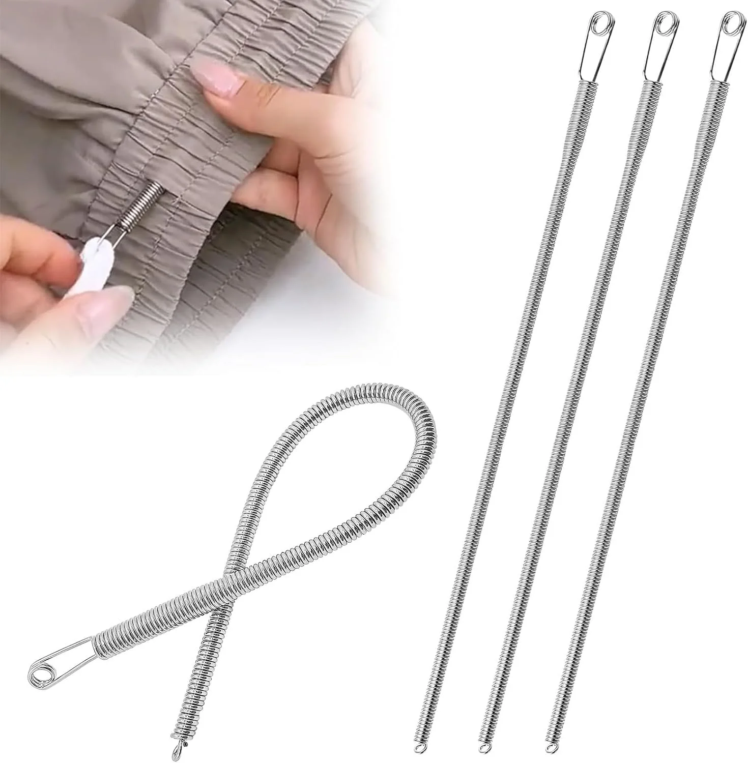 بسته 10 عددی سوزن نخ کش فنری بند ناف، گیره نخ کش طناب DIY، نخ کش بند ناف فلزی، نخ کش فنری بند ناف برای هودی، شلوار، ژاکت، کوله پشتی