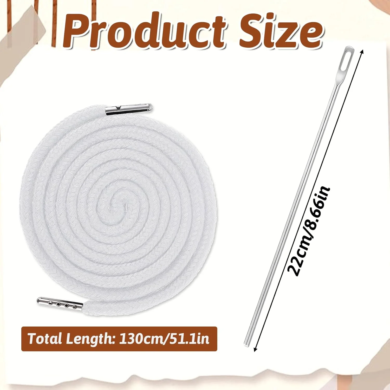 2 عدد بند کشی جایگزین با نخ‌کش آسان، بند کشی پنبه‌ای بادوام و شیک 130 سانتی‌متری برای شلوار ورزشی، شلوارک، شلوار، ژاکت و کت (سیاه، سفید)