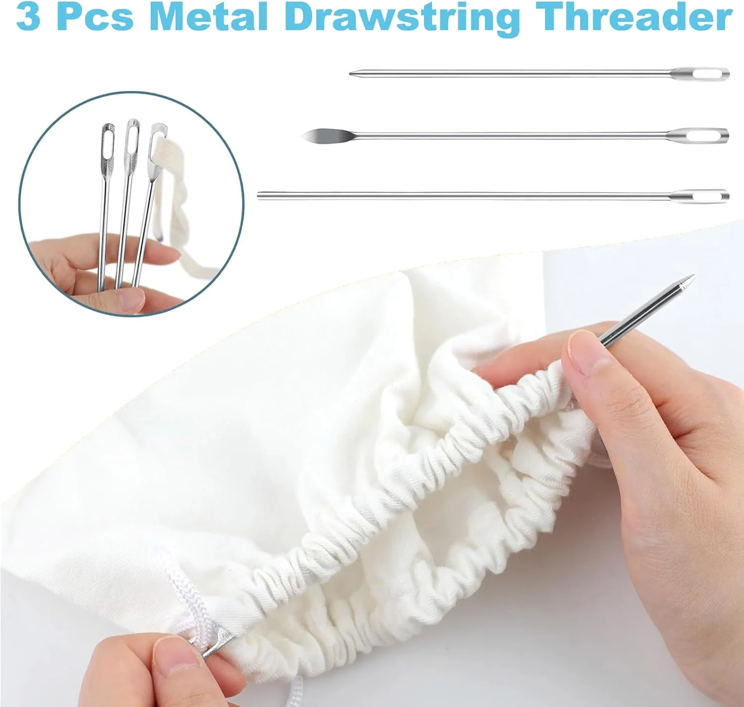 مجموعه ابزار نخ کش بند کشی 8 عددی، شامل ابزار برگردان حلقه خیاطی، ابزار برگردان حلقه بلند خیاطی استیل ضد زنگ با قفل، گیره های آسان نخ کش طناب برای ژاکت، کت، شلوار، هودی و پلیور