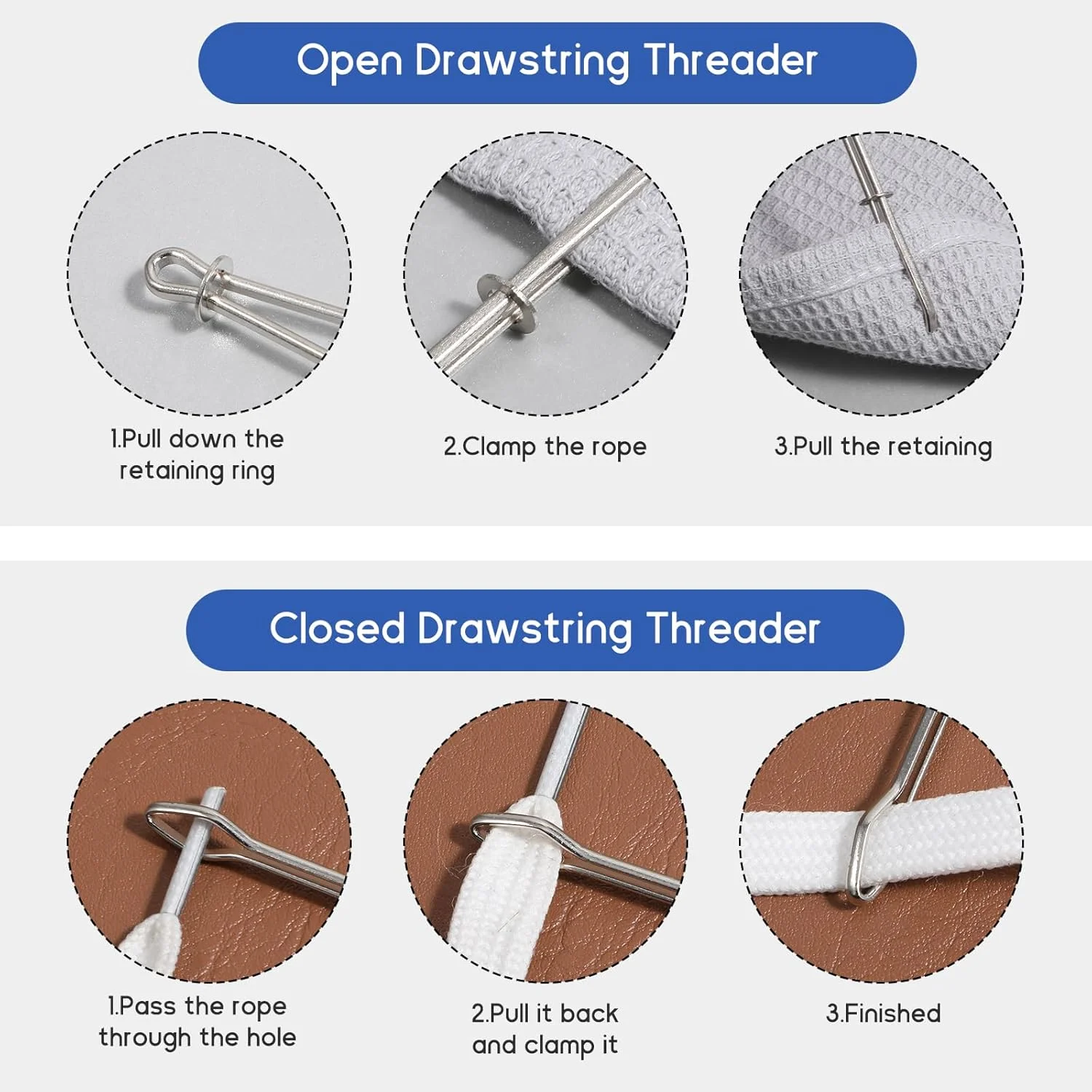 ابزار نخ کش بند ناف 12 عددی با 2 طرح گیره دوخت طناب درج آسان نخ فلزی برای هودی شلوارک شلوار ورزشی ابزار نخ کش بند ناف 12 عددی با 2 طرح گیره دوخت طناب درج آسان نخ فلزی برای هودی شلوارک شلوار ورزشی