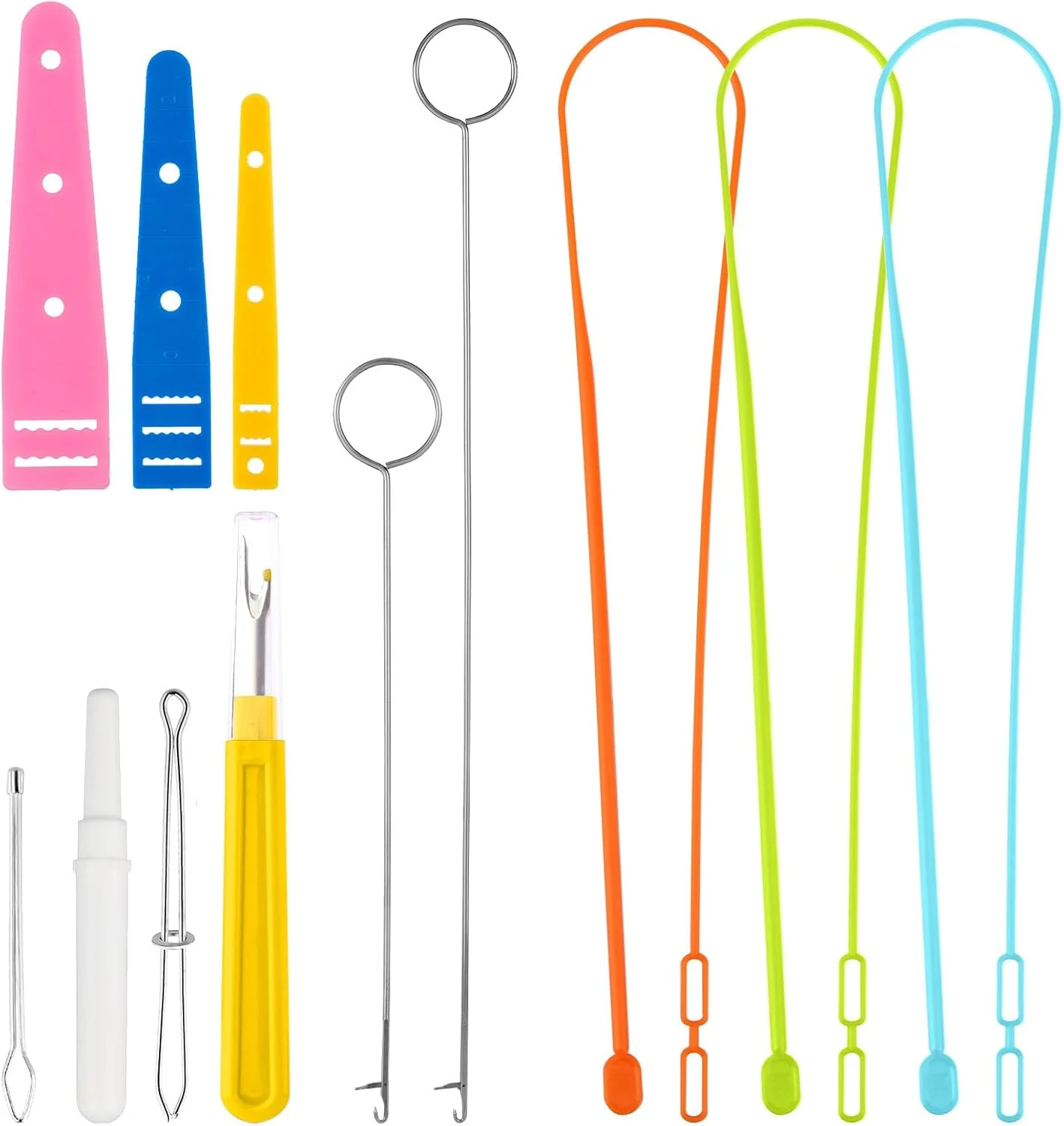 ۱۲ عدد ابزار نخ کش بند ناف، ابزار نخ کش انعطاف پذیر سوزن پلاستیکی گیره کشش DIY طناب ابزار خیاطی برای کاپشن هودی و شلوار ۱۲ عدد ابزار نخ کش بند ناف، ابزار نخ کش انعطاف پذیر سوزن پلاستیکی گیره کشش DIY طناب ابزار خیاطی برای کاپشن هودی و شلوار