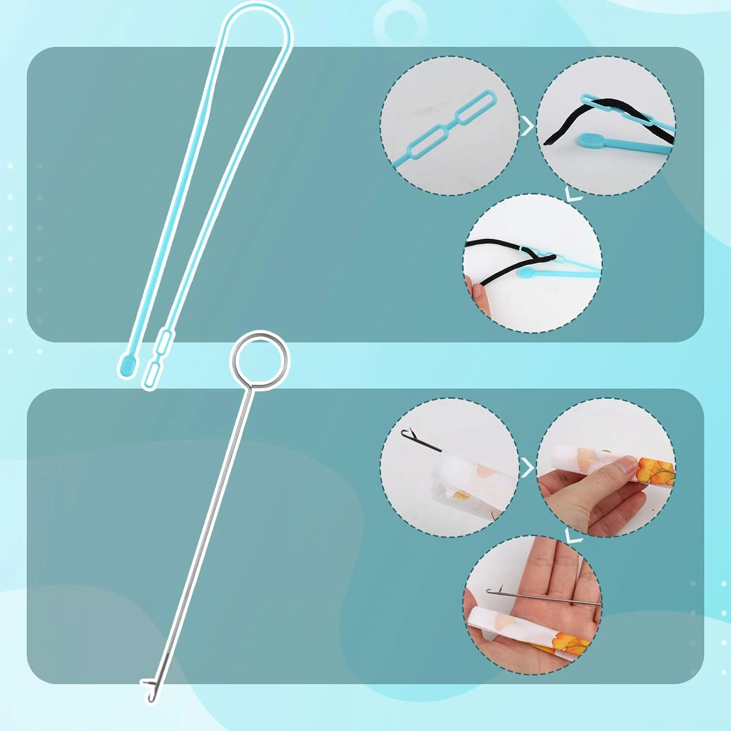 ۱۲ عدد ابزار نخ کش بند ناف، ابزار نخ کش انعطاف پذیر سوزن پلاستیکی گیره کشش DIY طناب ابزار خیاطی برای کاپشن هودی و شلوار