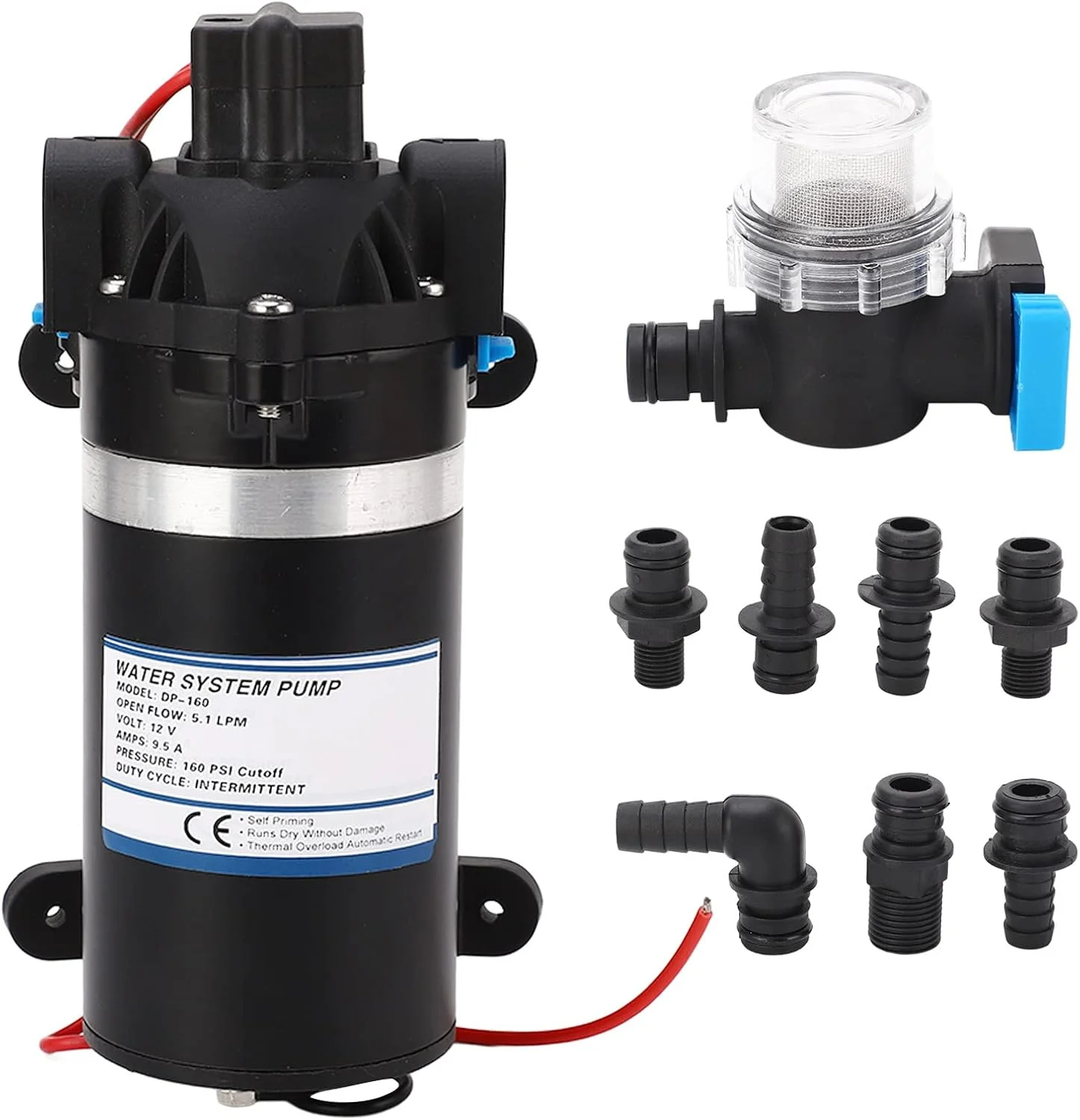 پمپ دیافراگمی فشار قوی 160psi، پمپ فشار، DC12V، ارتفاع 3 متر، 5.1 لیتر در دقیقه